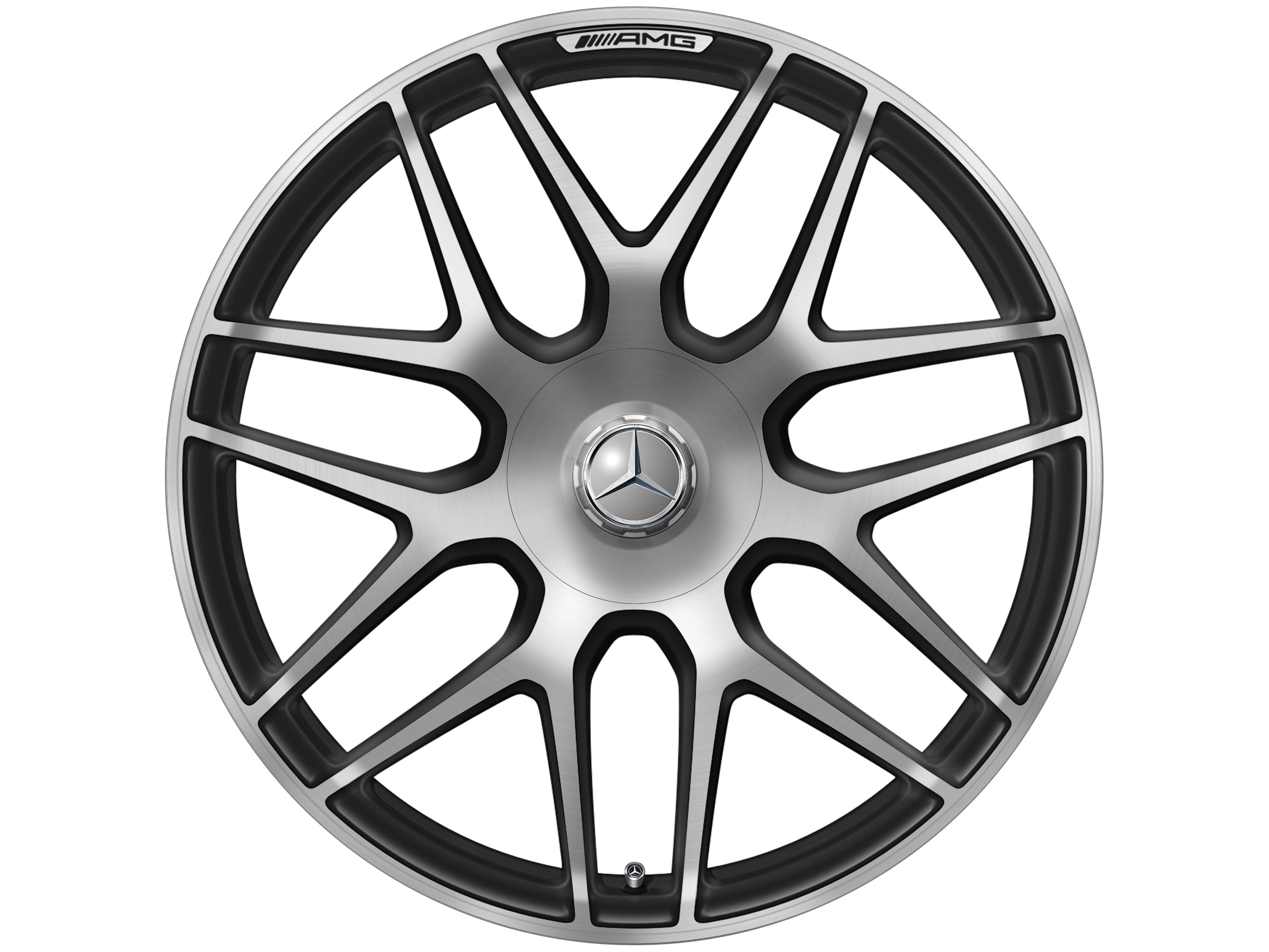 Gesmede AMG-velg In kruisspaak-design, 55,9 cm (22 inch) - 10 J x 22 ET 36, Matzwart, glanzend gepolijst