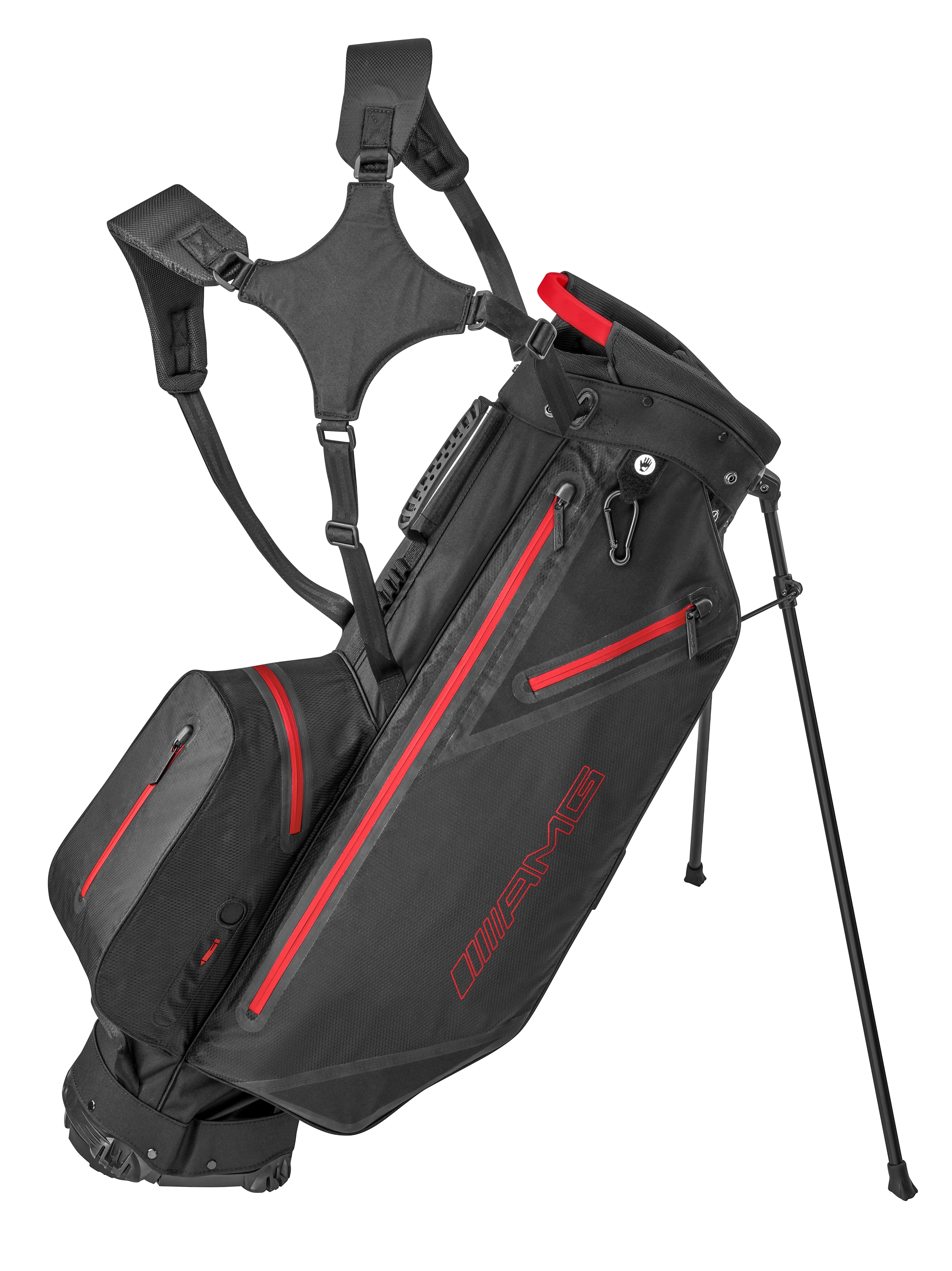 AMG-golfstandbag - zwart / rood, polyamide