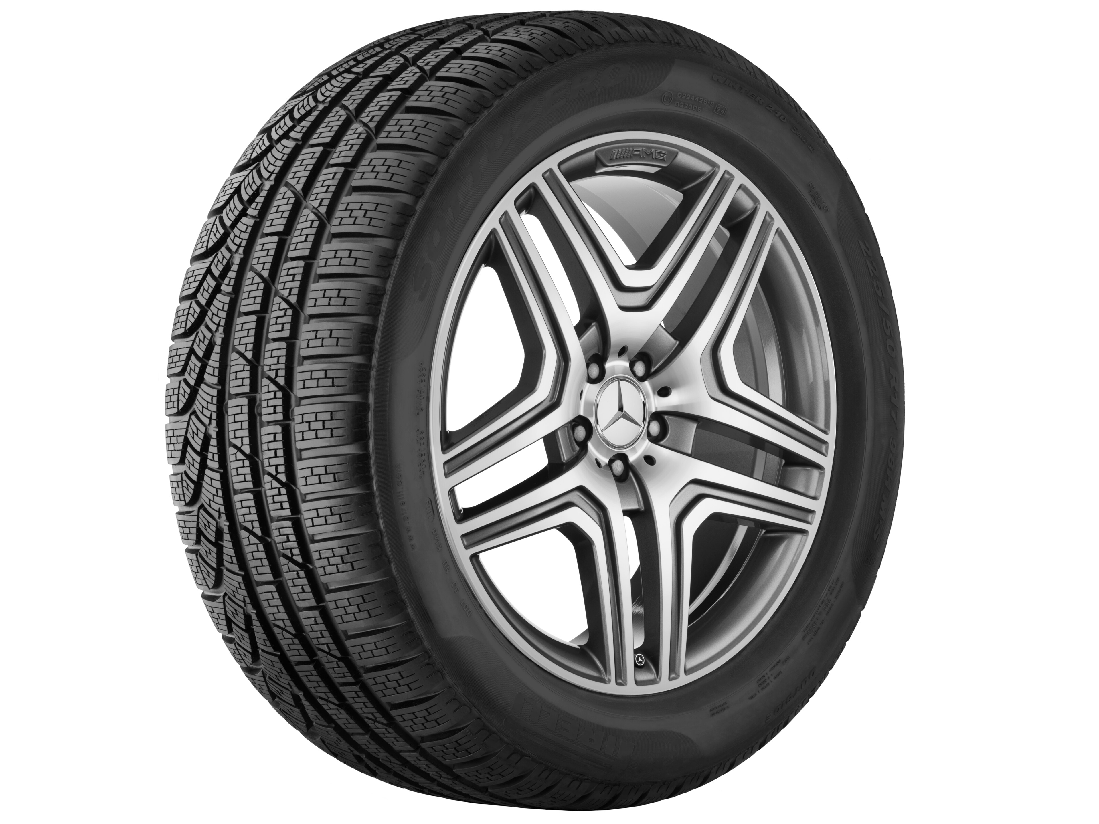 Vijf-dubbelspaaks AMG-wiel, 53,3 cm (21 inch), Velgrand glanzend - 10 J x 21 ET 46, titaniumgrijs, glanzend gepolijst