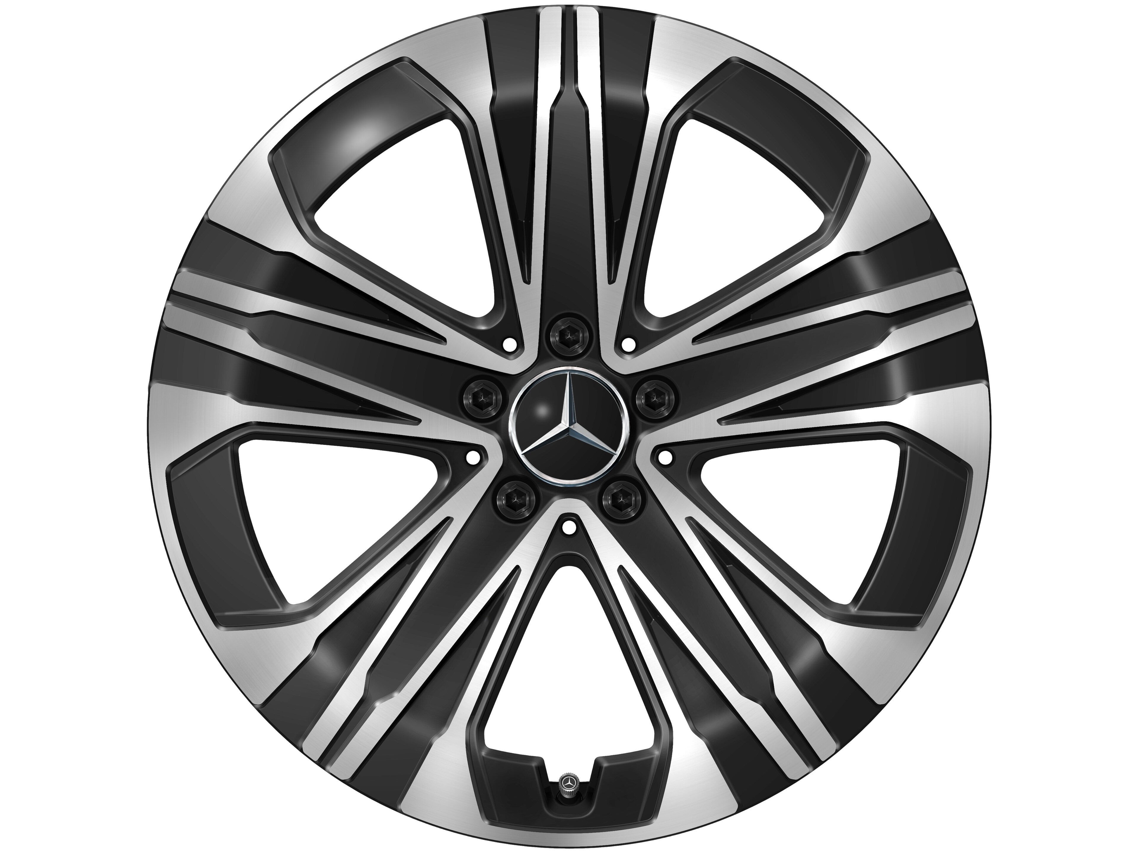 Vijf-dubbelspaaks velg, 48,3 cm (19 inch) - 7,5 J x 19 ET 47, zwart, glanzend gepolijst