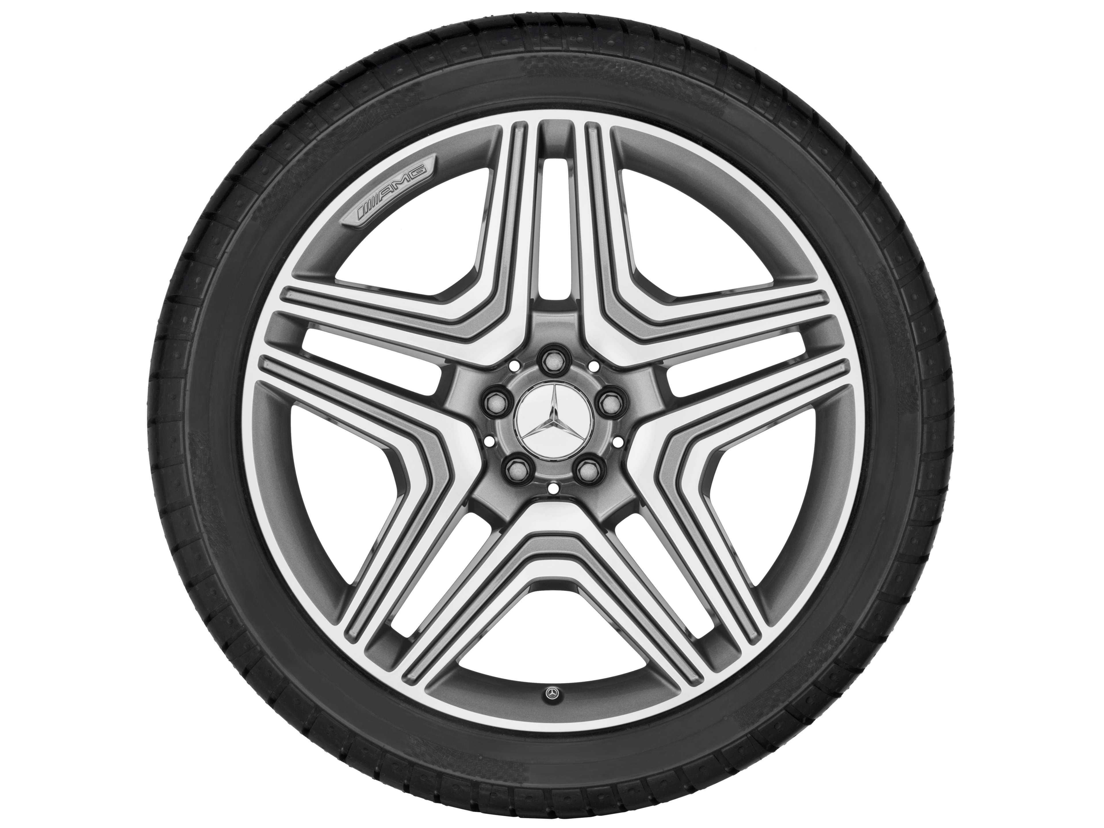 Vijf-dubbelspaaks AMG-wiel, 53,3 cm (21 inch) - 10 J x 21 ET 56, titaniumgrijs, glanzend gepolijst