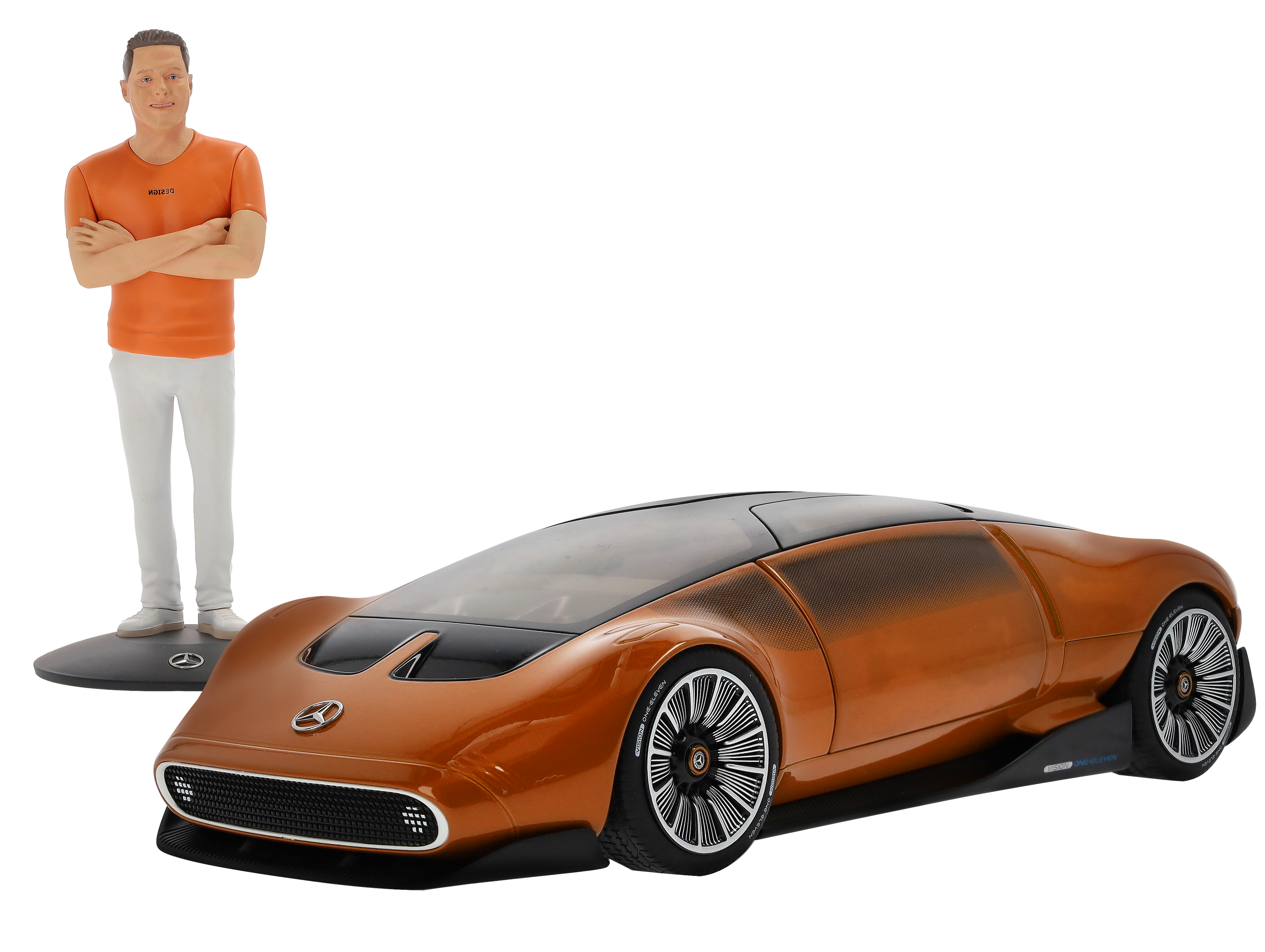 Vision One-Eleven set met figuur, Showcar - oranje, NZG, 1:18