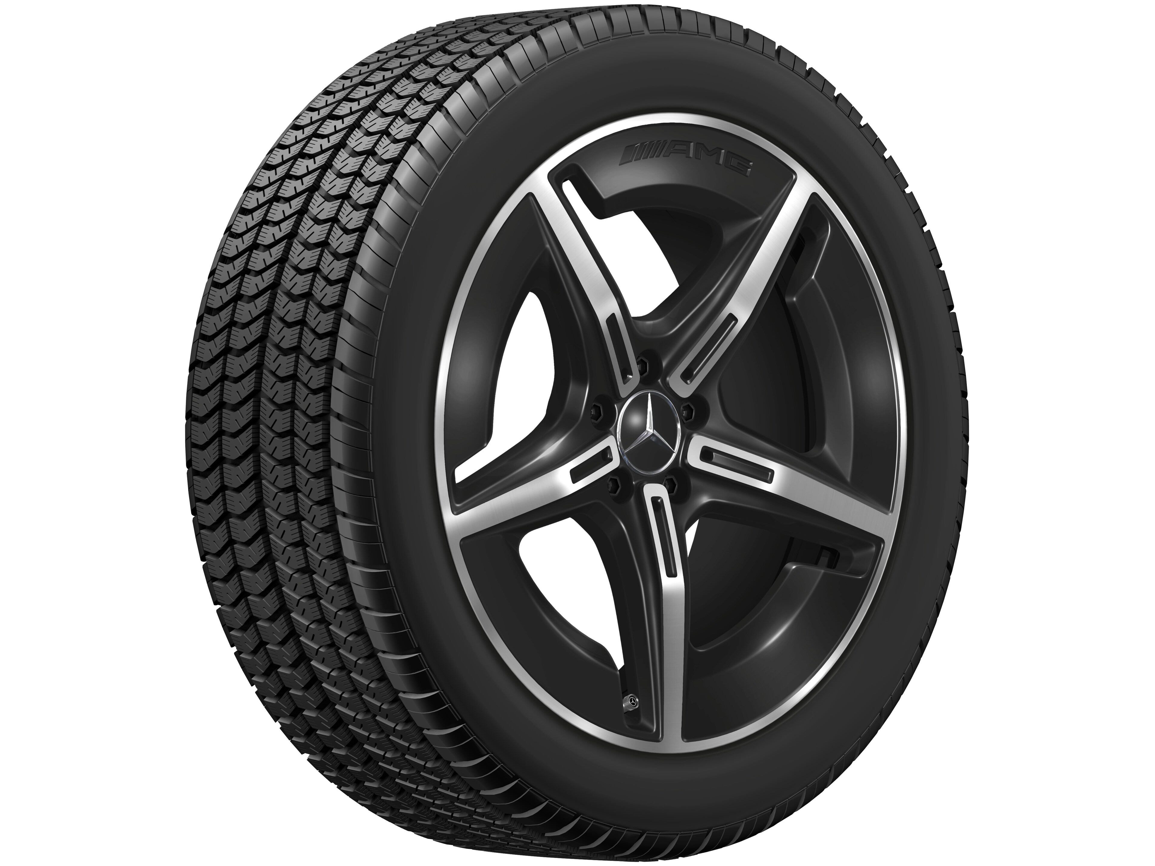 Lichtmetalen AMG-velg, in 5-spaaks design, 50,8 cm (20 inch), aerodynamisch geoptimaliseerd - 8 J x 20 ET 32,7, zwart, glanzend gepolijst