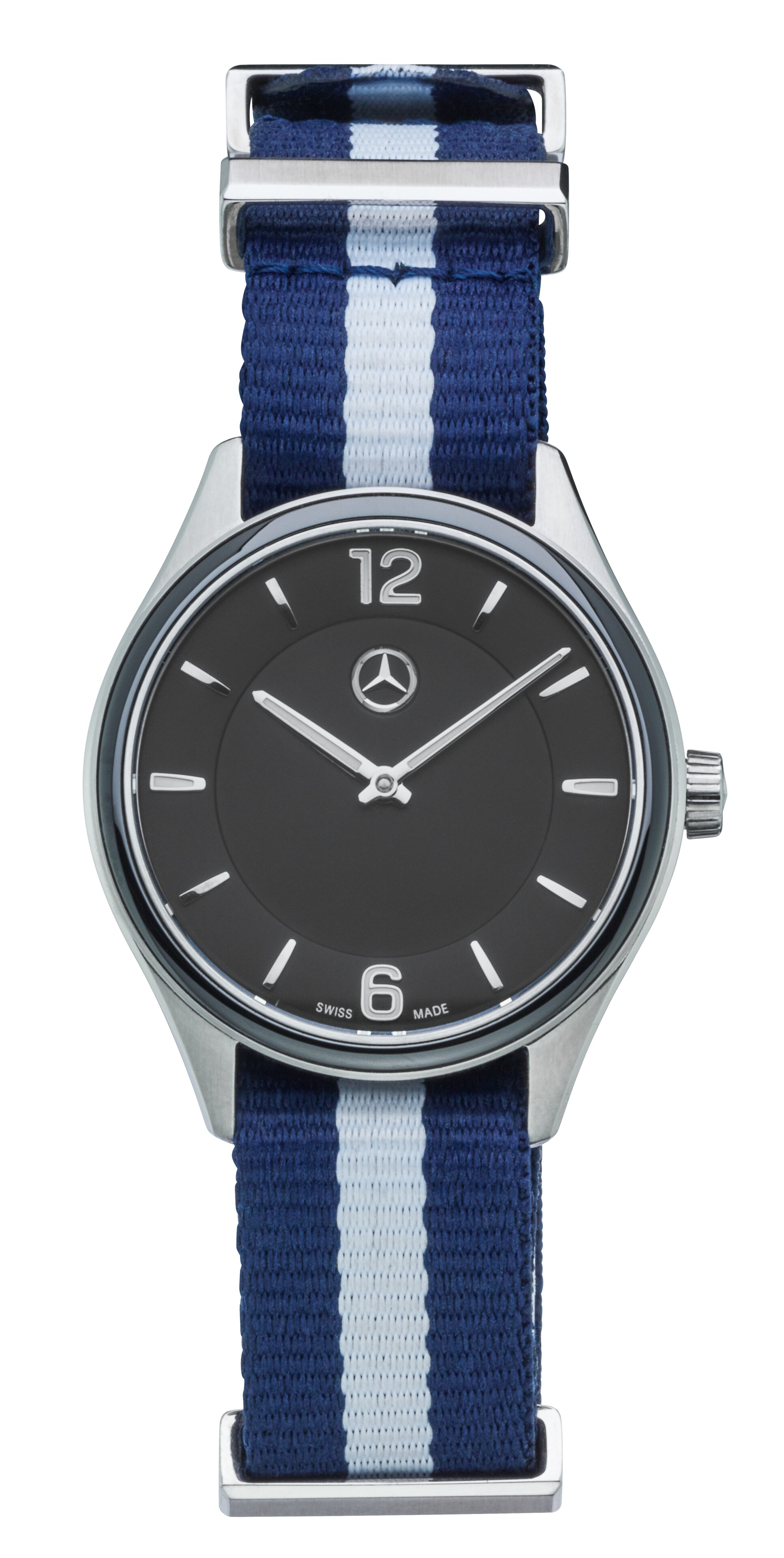 Horloge, Dames, Mercedes-Benz, Mode - zwart / zilverkleurig / blauw, edelstaal / keramiek / nylon