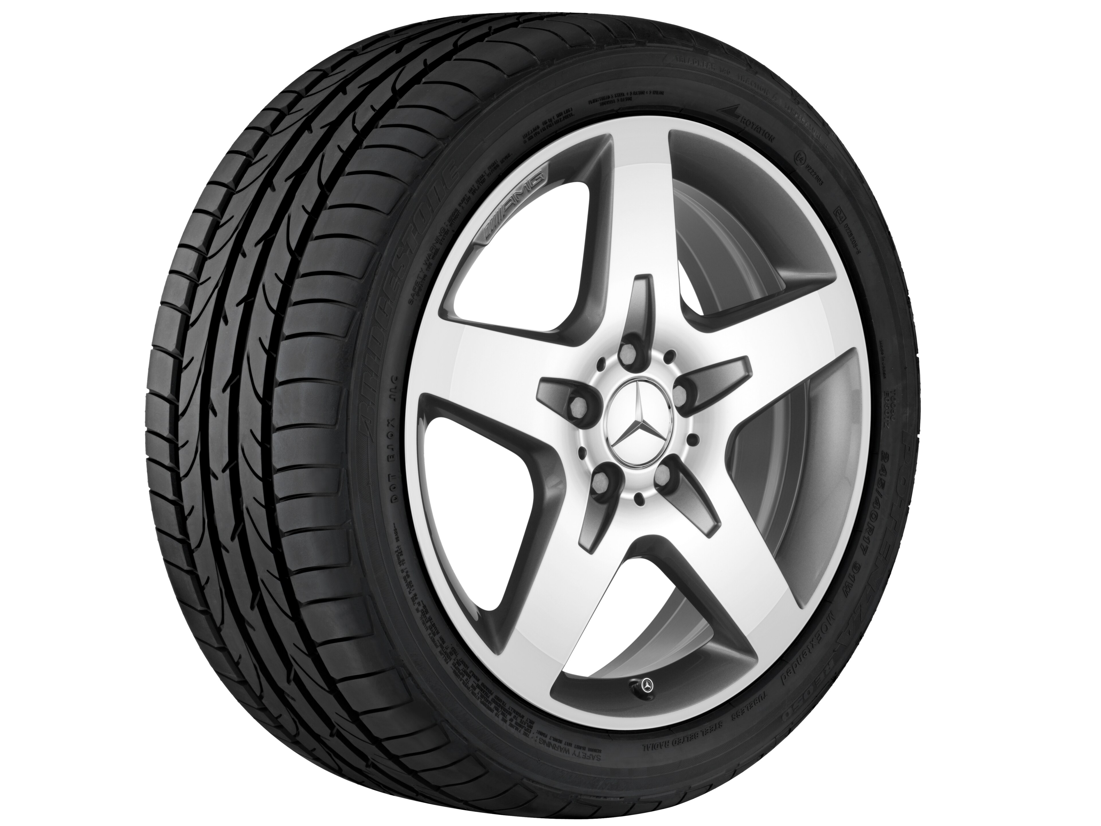 Vijfspaaks AMG-wiel, 45,7 cm (18 inch) - 7 J x 18 ET 46, titaniumgrijs, glanzend gepolijst