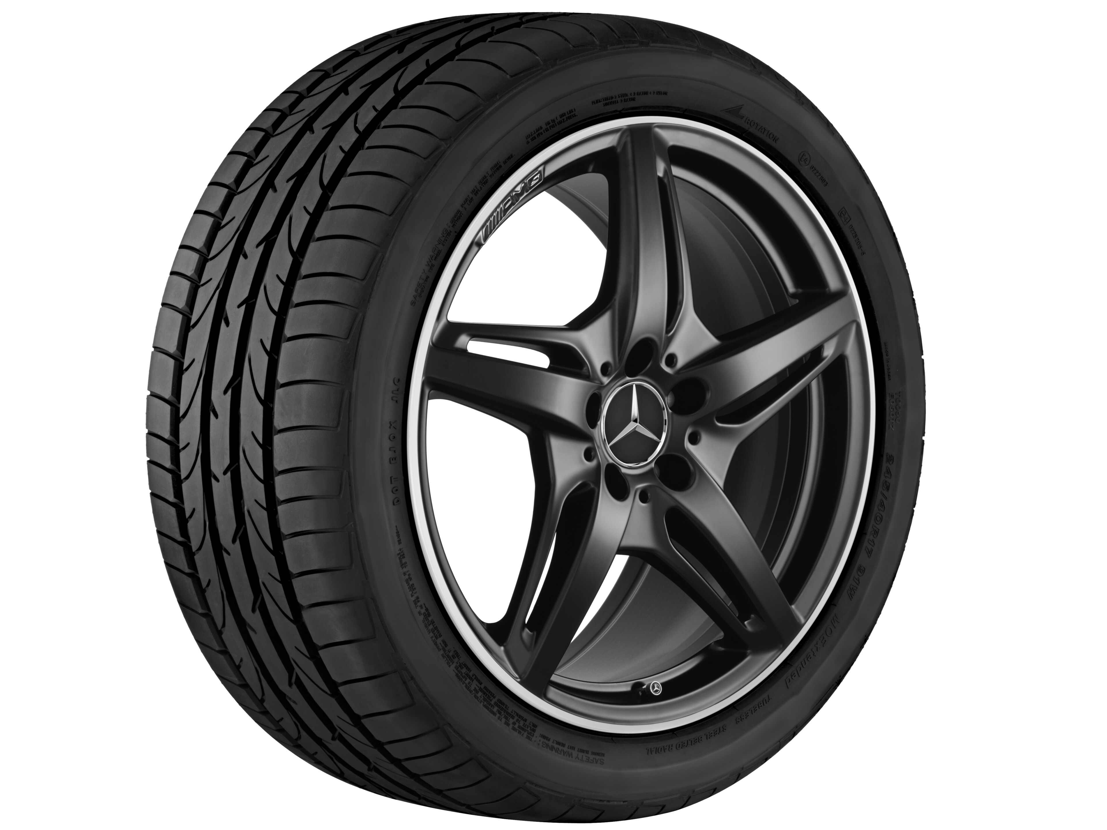 Vijfspaaks AMG-wiel, 50,8 cm (20 inch), Velgrand glanzend - 11 J x 20 ET 68, Matzwart