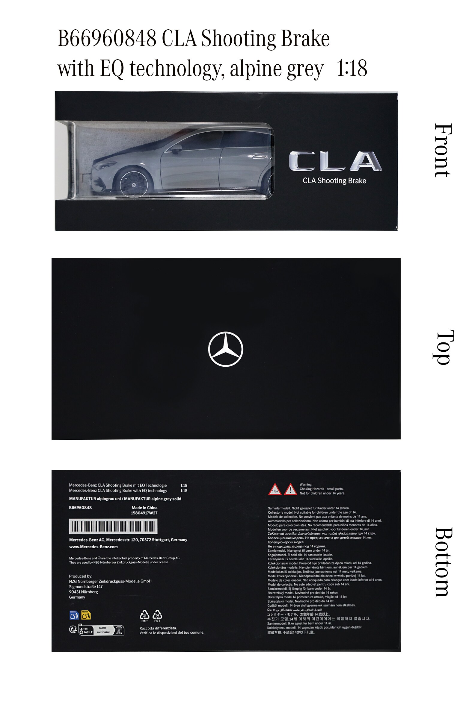 CLA, Shooting Brake, X174 - MANUFAKTUR alpinegrijs uni, NZG, 1:18