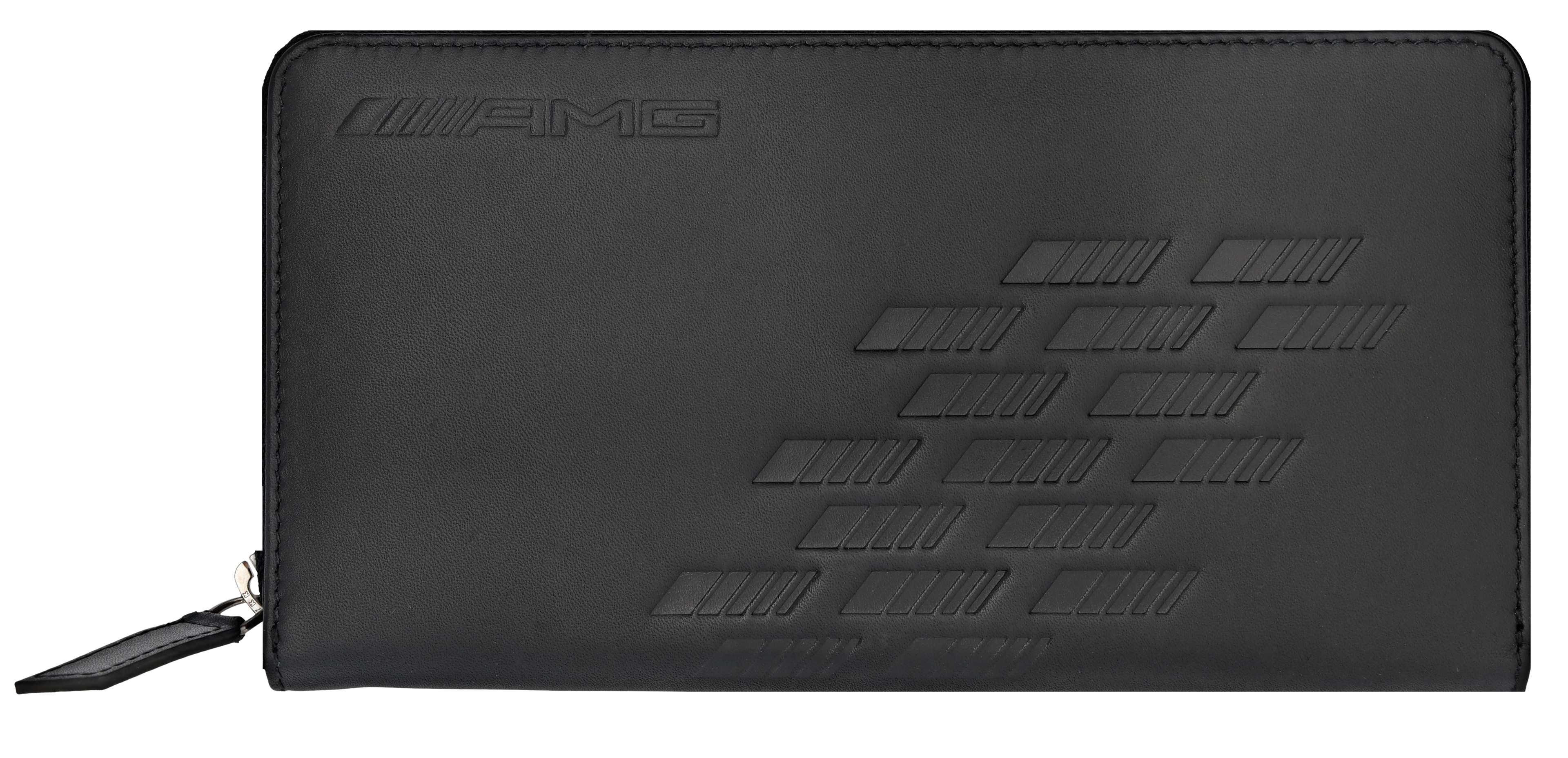 AMG-damesportemonnee - zwart, Rundleder / polyester