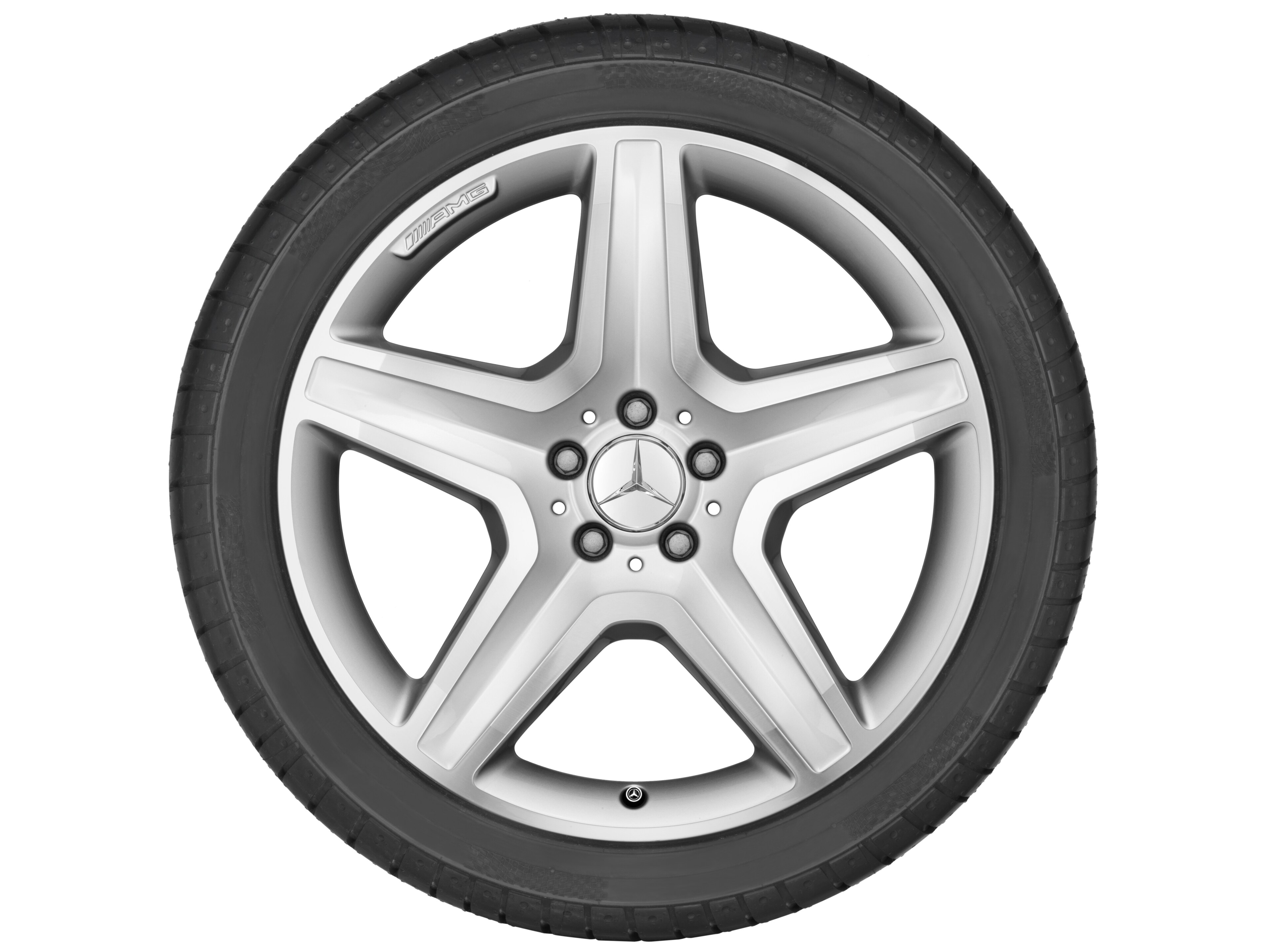 Vijfspaaks AMG-wiel, 50,8 cm (20 inch) - 9 J x 20 ET 57, zilverkleurig, glanzend gepolijst