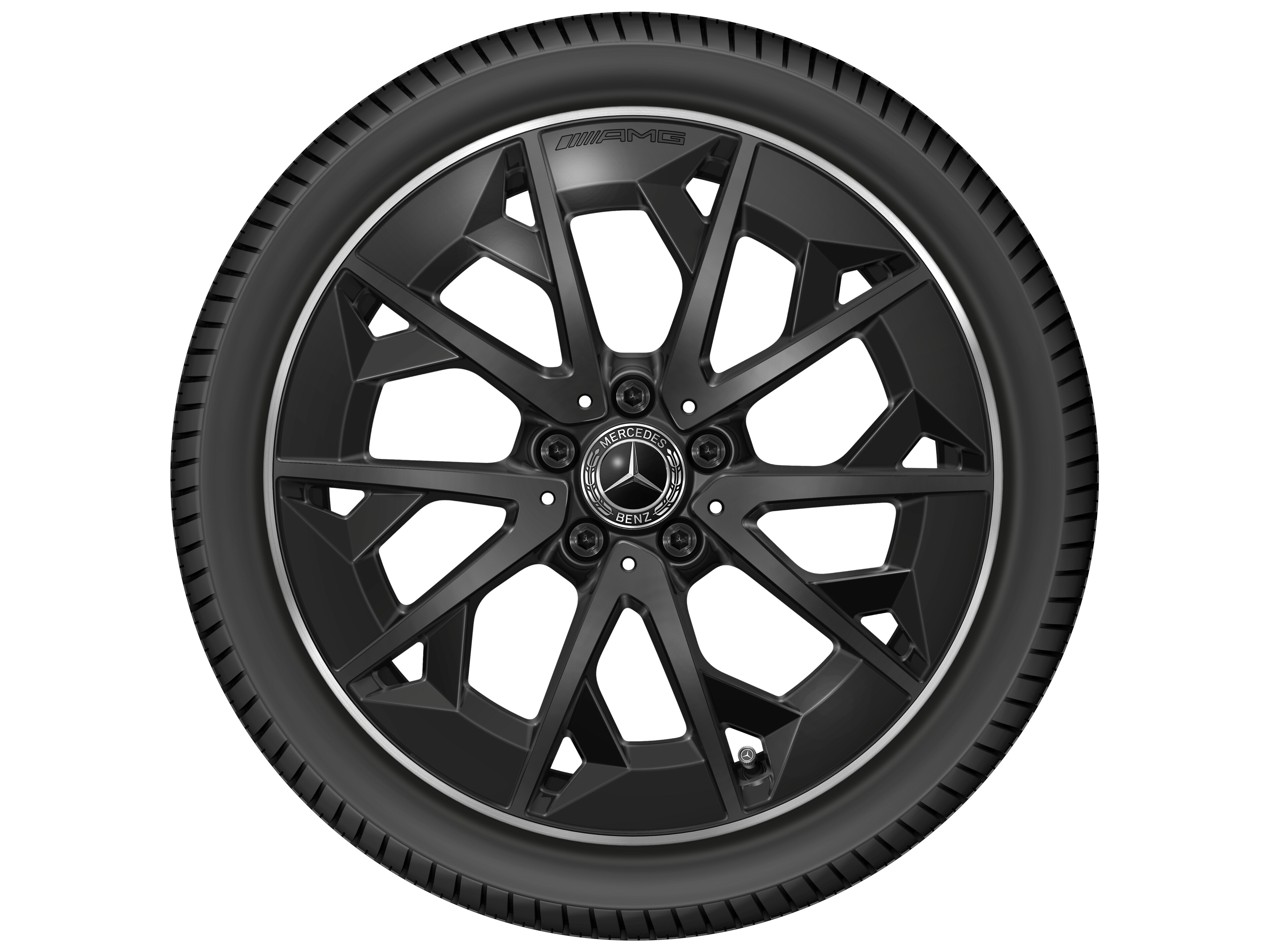 Lichtmetalen AMG-velg, In kruisspaak-design, 48,3 cm (19 inch) - 9 J x 19 ET 66, Matzwart, wielrand glanzend