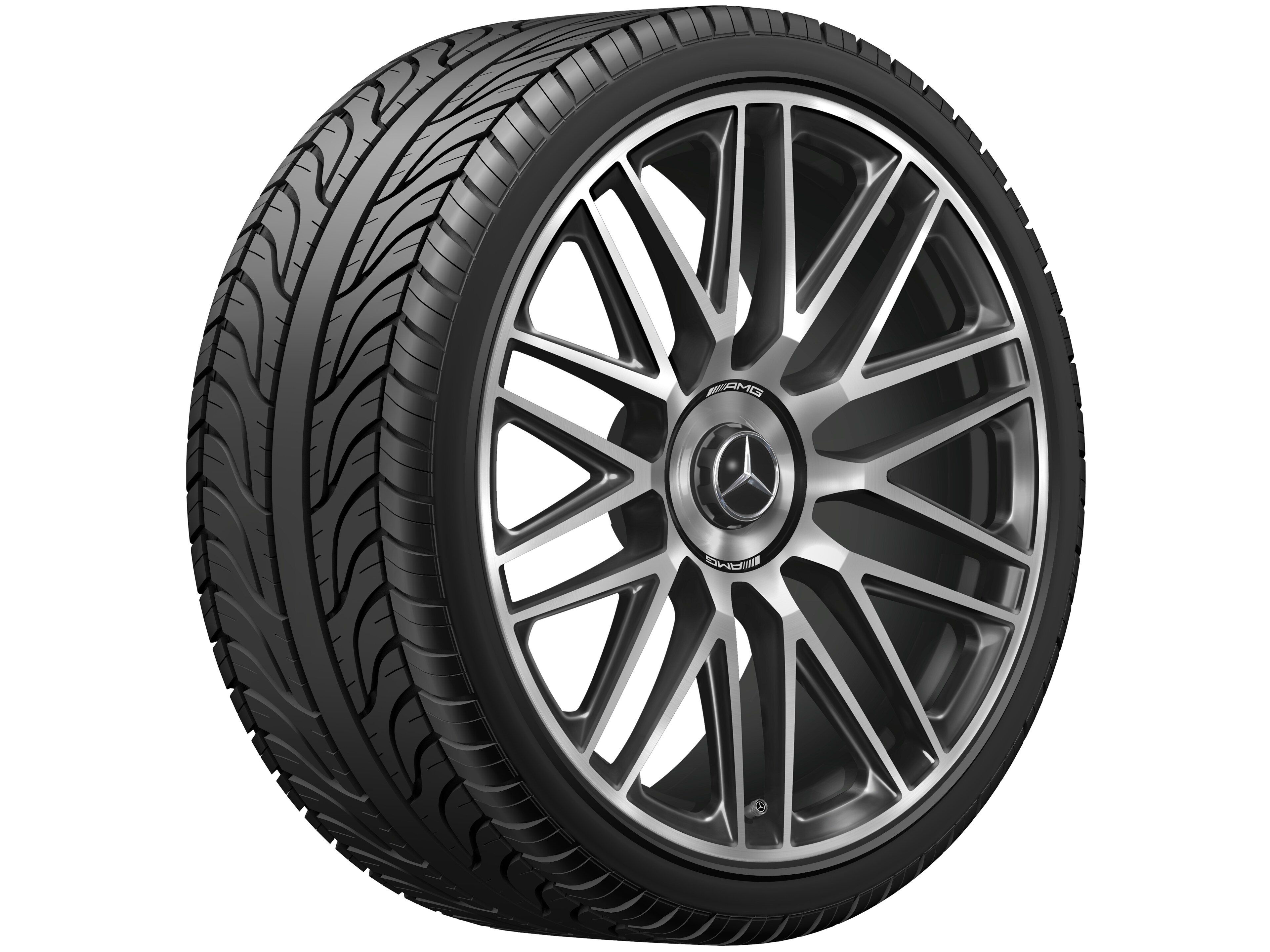 Tienspaaks gesmede AMG-velg, 53,3 cm (21 inch) - 9,5 J x 21 ET 33, zwart / dark platin gloss