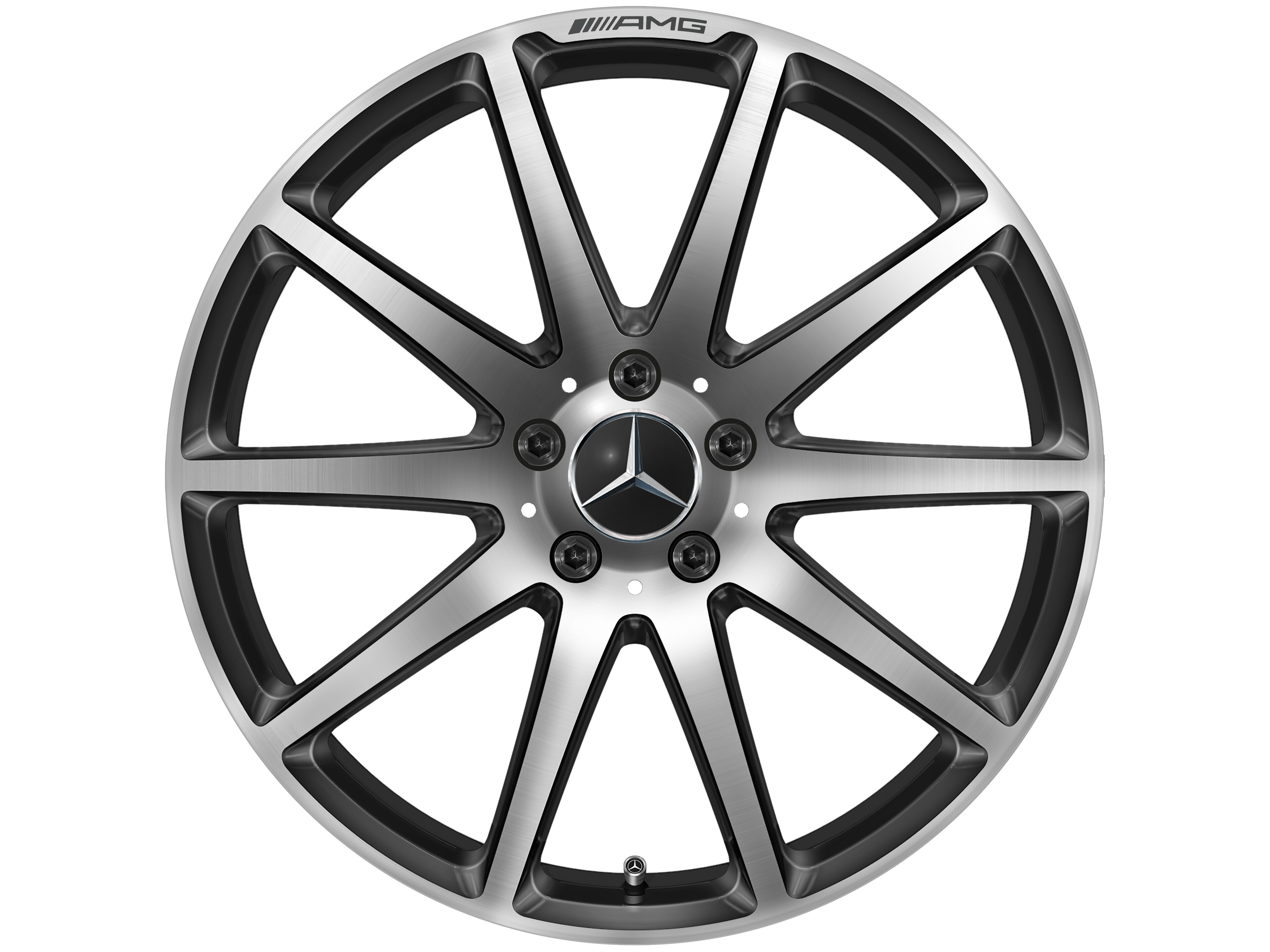 Gesmede AMG-velg in 10-spaaks design, 48,3 cm (19 inch) - 9 J x 19 ET 27, zwart, Gepolijst