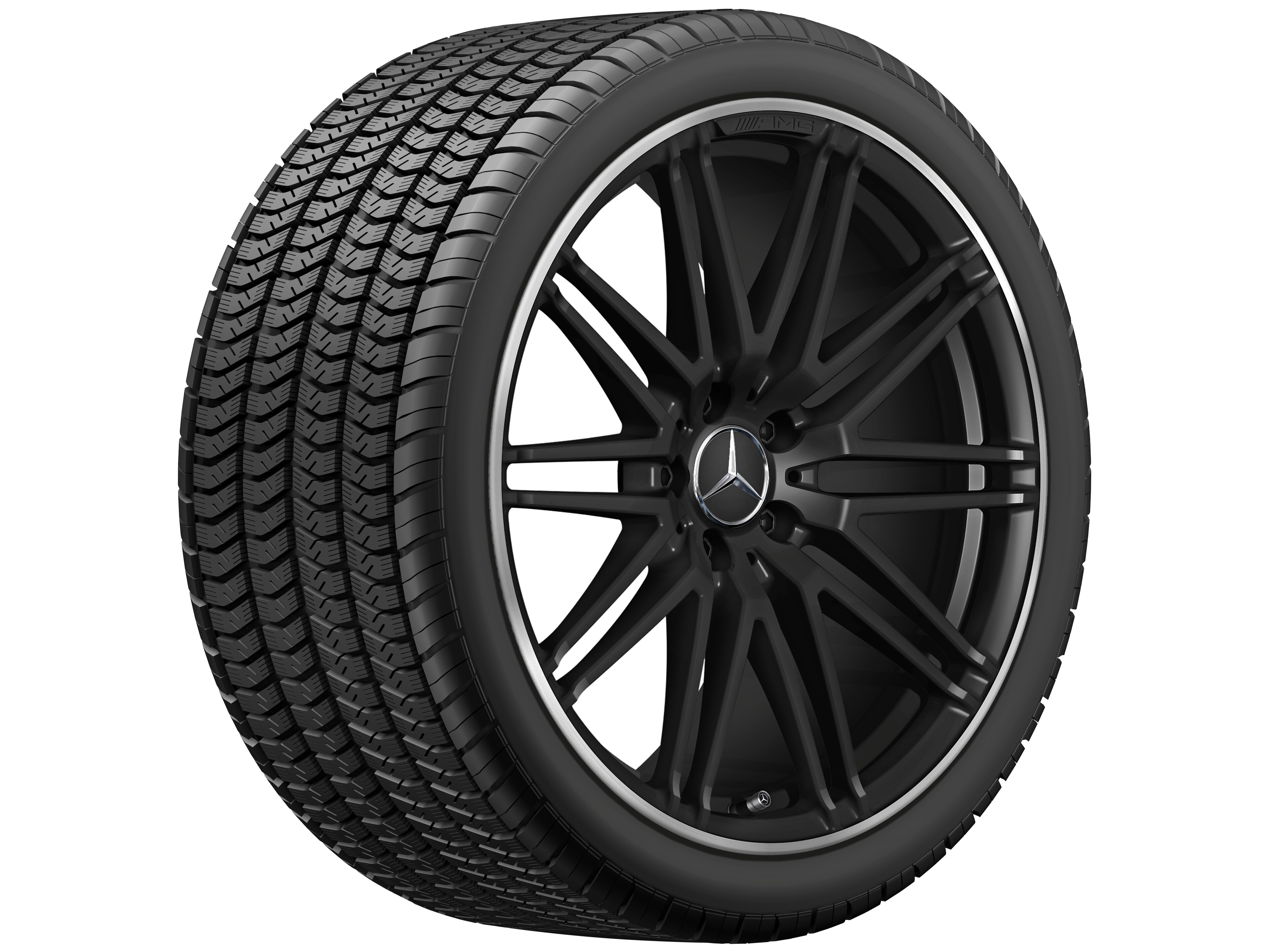 Gesmede AMG-velg in 10-spaaks design, 50,8 cm (20 inch), Velgrand glanzend - 11 J x 20 ET 68, Matzwart, wielrand glanzend