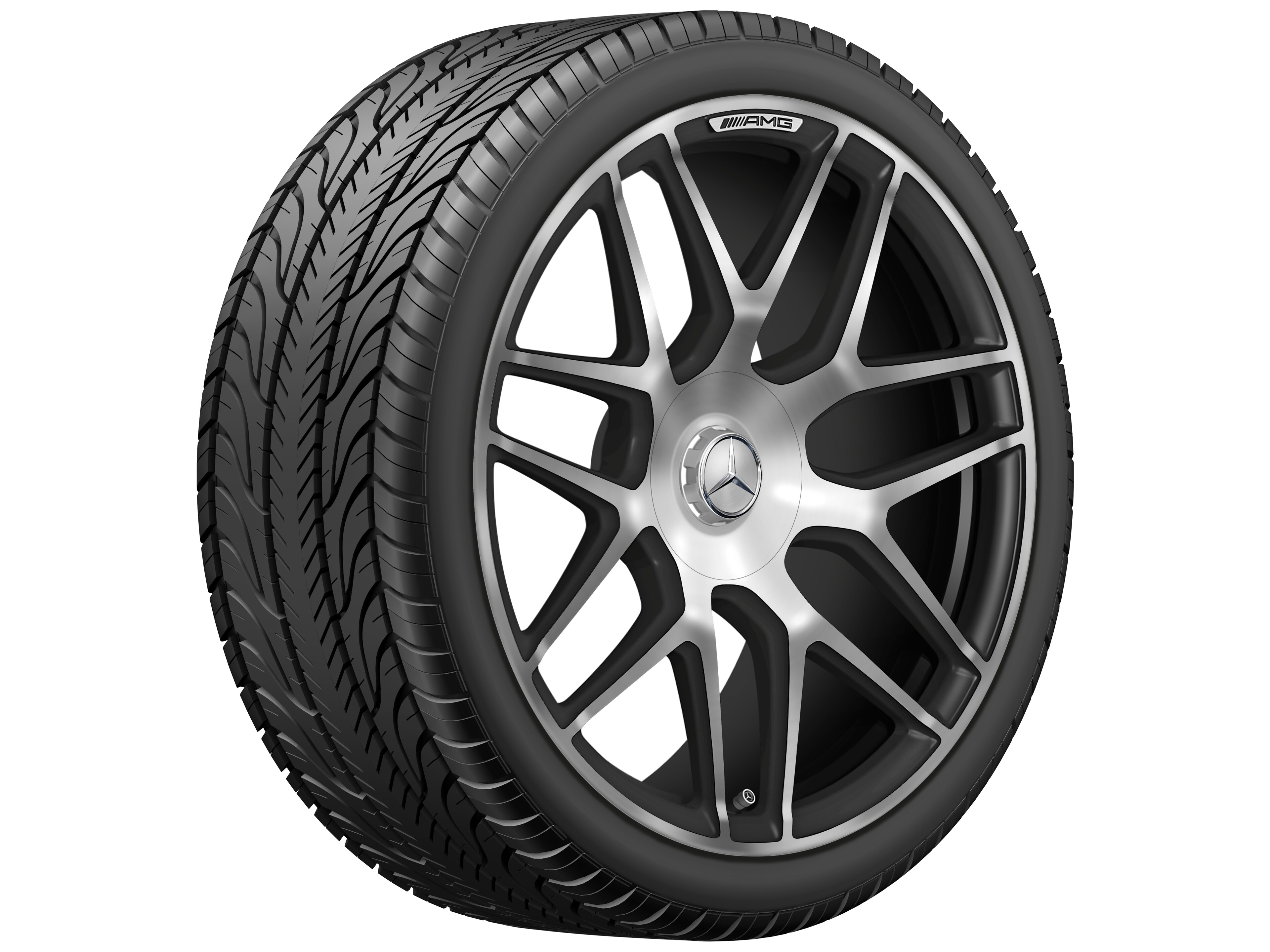 Gesmede AMG-velg In kruisspaak-design, 55,9 cm (22 inch) - 10 J x 22 ET 36, Matzwart, glanzend gepolijst