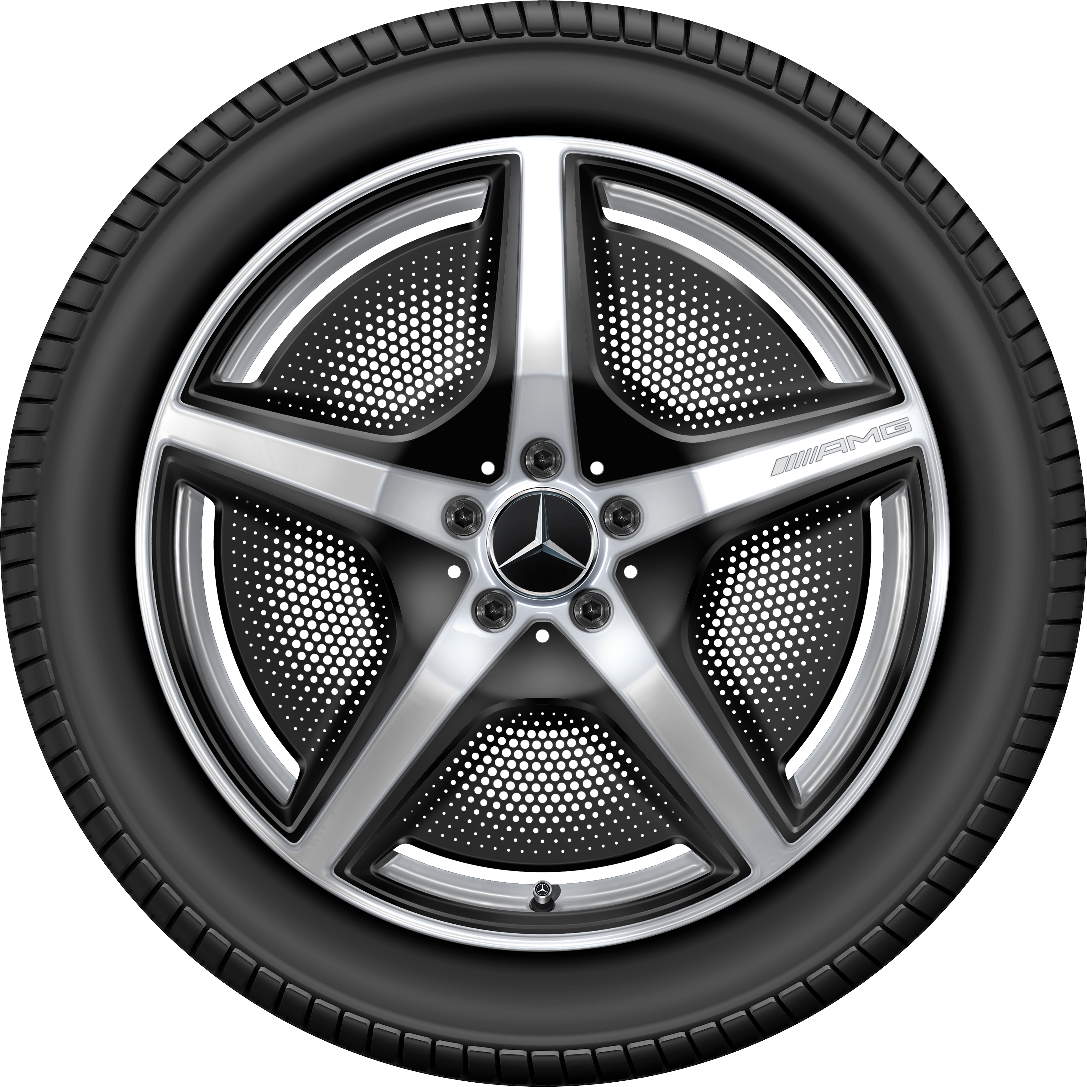 Vijfspaaks AMG-wiel, 50,8 cm (20 inch) - 10 J x 20 ET 66, Vanadiumzilver, hoogglanzend