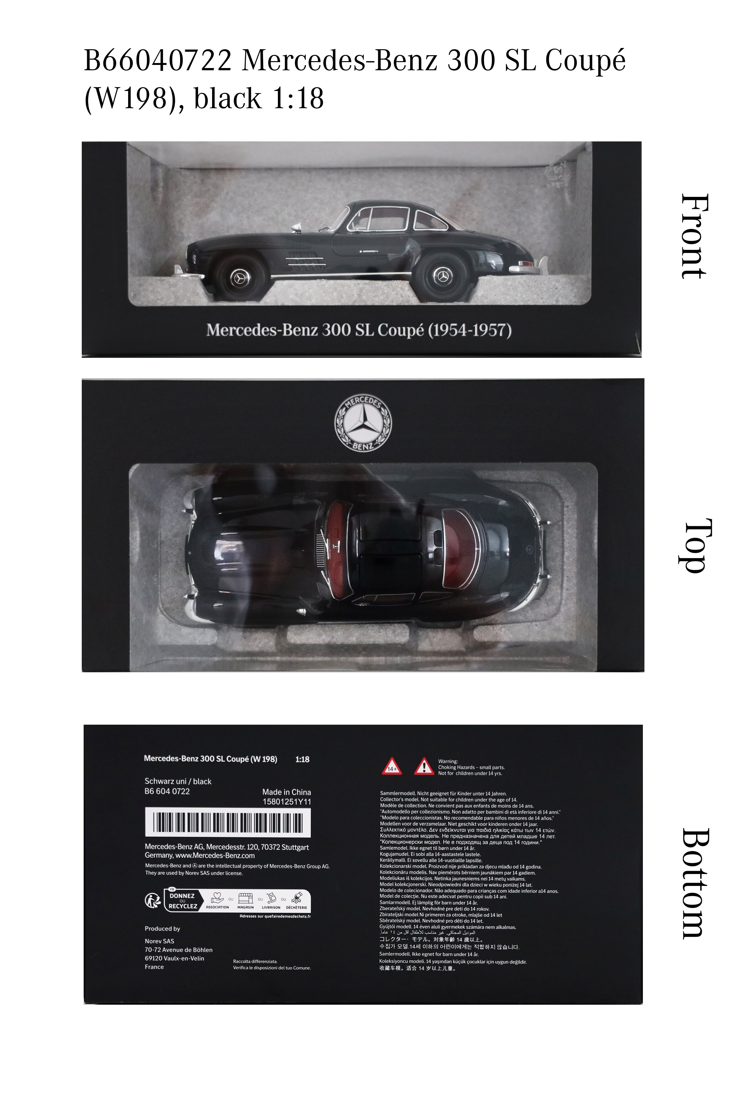 300 SL coupé (1954-1963) W 198 - zwart, Norev, 1:18
