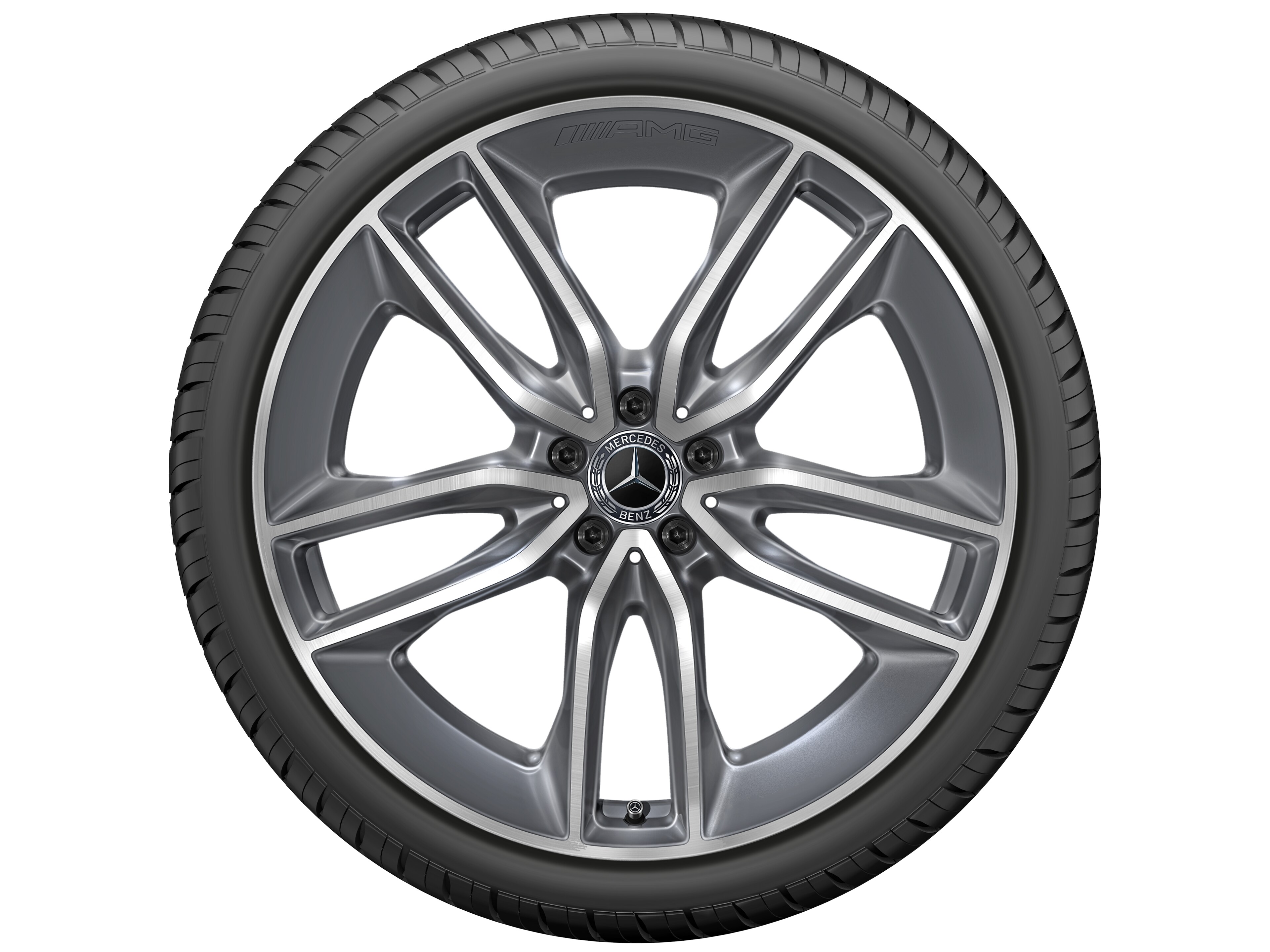 Vijf-dubbelspaaks AMG-wiel, 55,9 cm (22 inch) - 11 J x 22 ET 50, tremoliet metallic, glanzend gepolijst