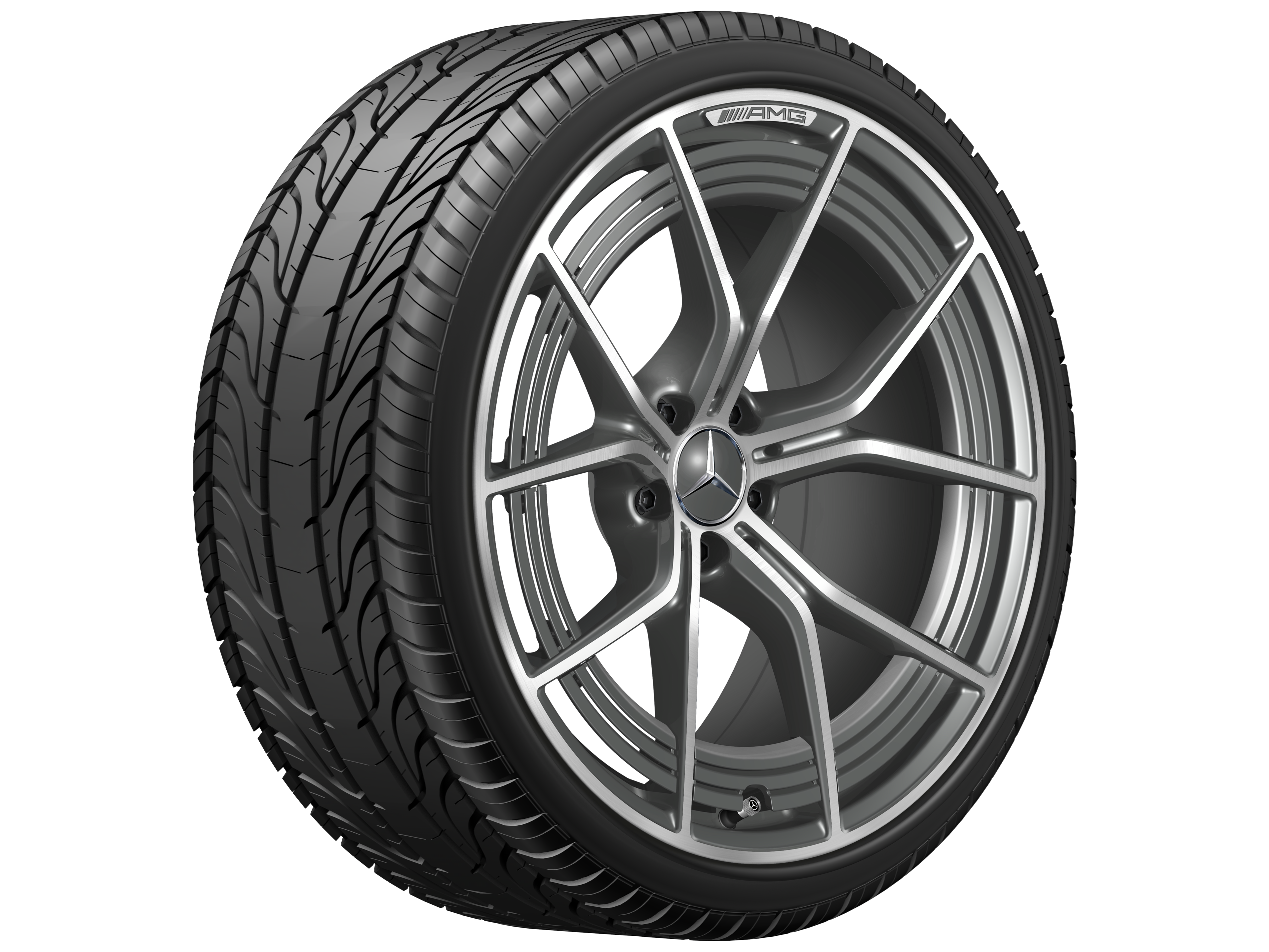 Gesmede AMG-velg in vijf-dubbelspaaks design, 53,3 cm (21 inch) - 11 J x 21 ET 60, tantaalgrijs, glanzend gepolijst