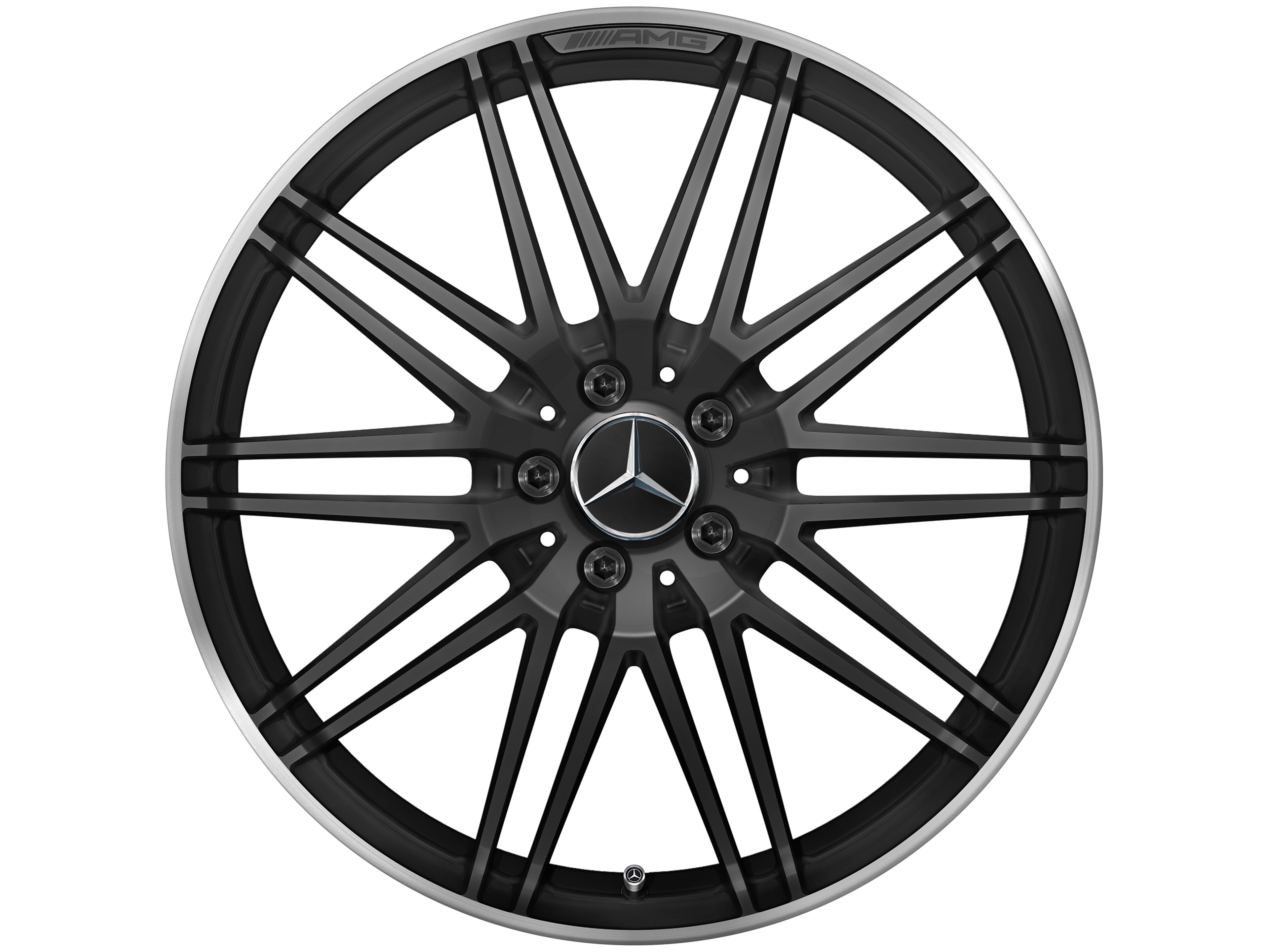 Gesmede AMG-velg in 10-spaaks design, 50,8 cm (20 inch), Velgrand glanzend - 11 J x 20 ET 68, Matzwart, wielrand glanzend