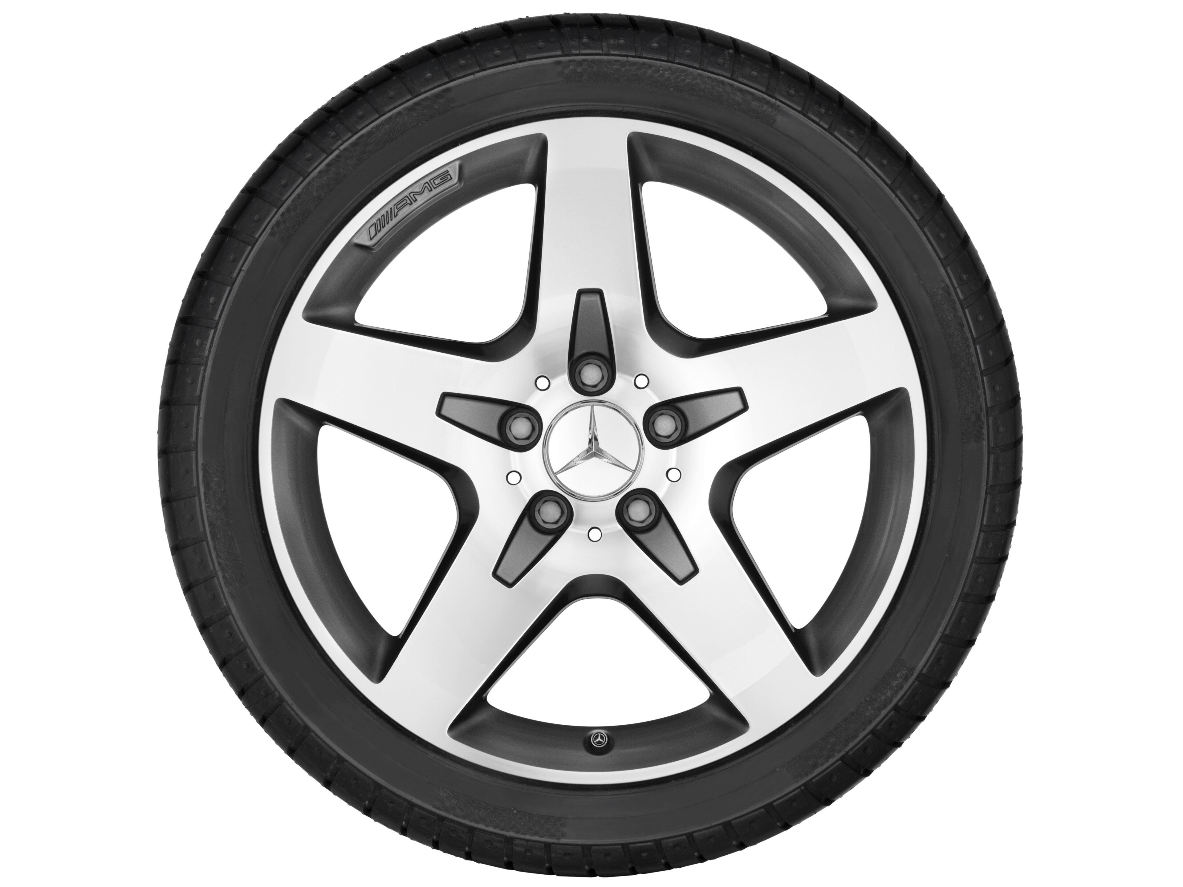 Vijfspaaks AMG-wiel, 45,7 cm (18 inch) - 7 J x 18 ET 46, titaniumgrijs, glanzend gepolijst