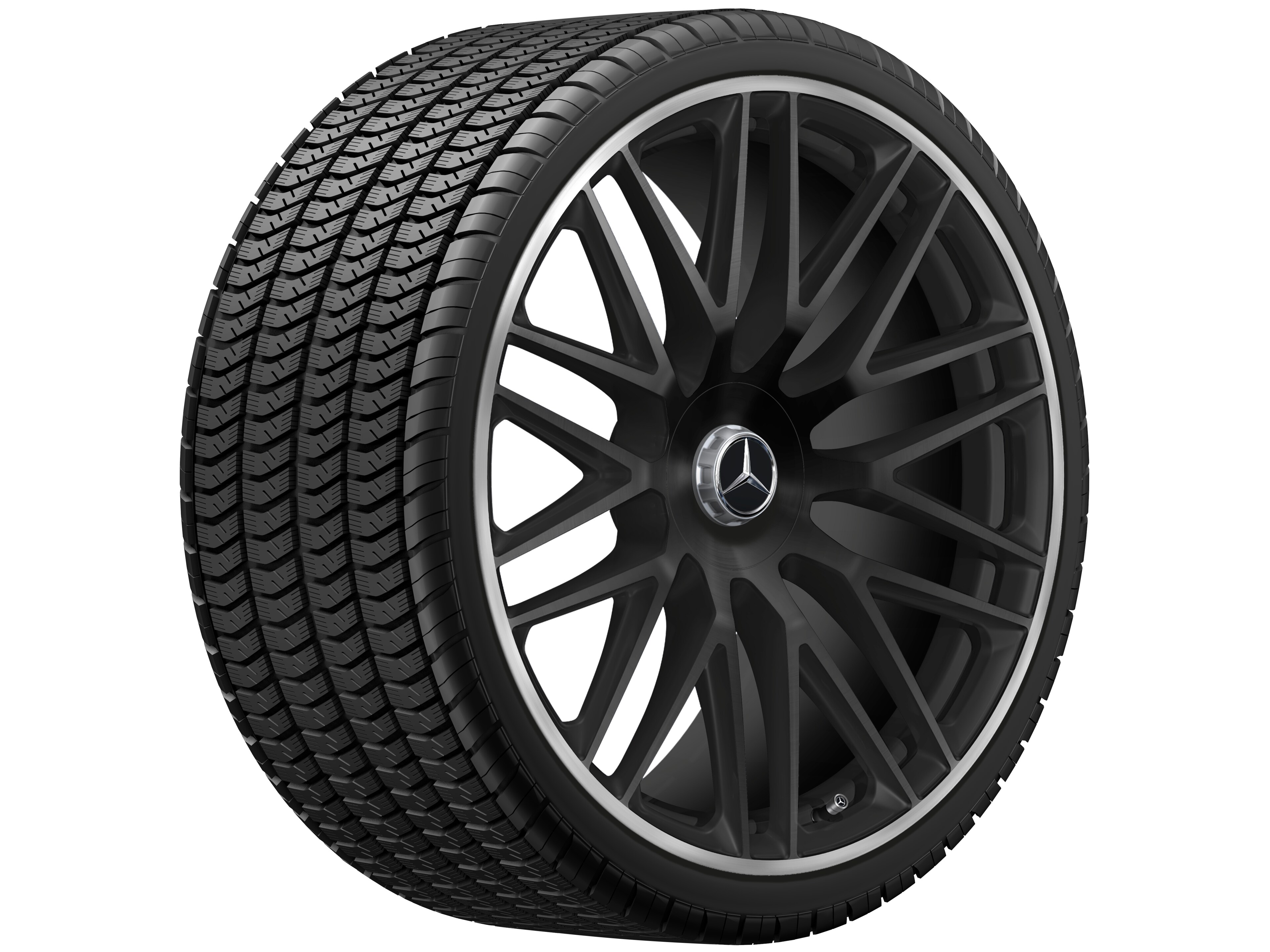 Multispaaks gesmede AMG-velg, 58,4 cm (23 inch), Velgrand glanzend - 11,5 J x 23 ET 47, Matzwart, wielrand glanzend