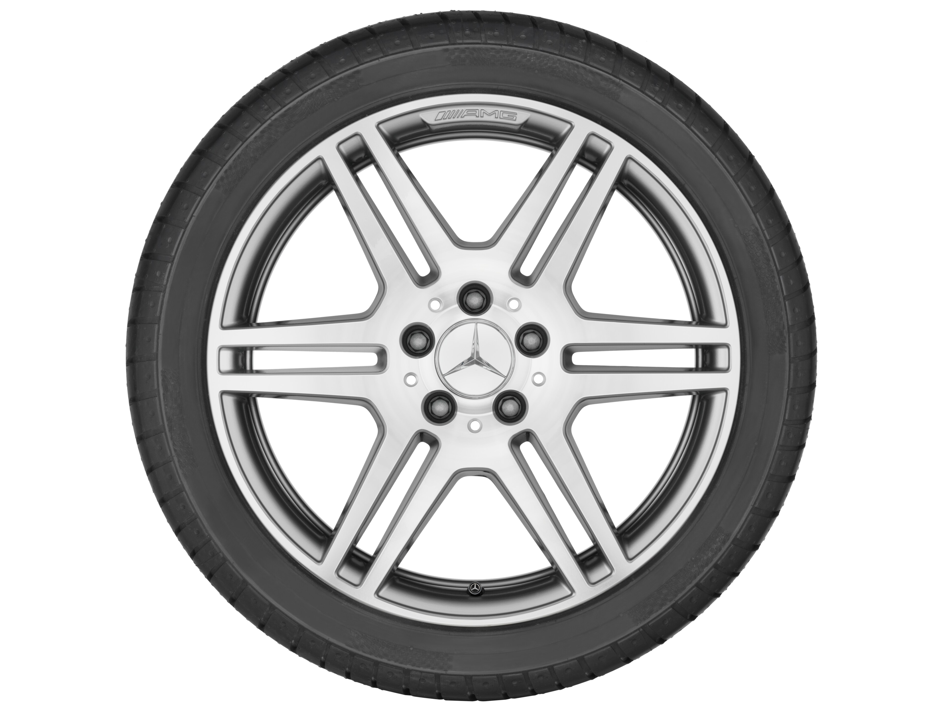 Zes-dubbelspaaks AMG-wiel, 45,7 cm (18 inch) - 8,5 J x 18 ET 48, zilverkleurig, glanzend gepolijst