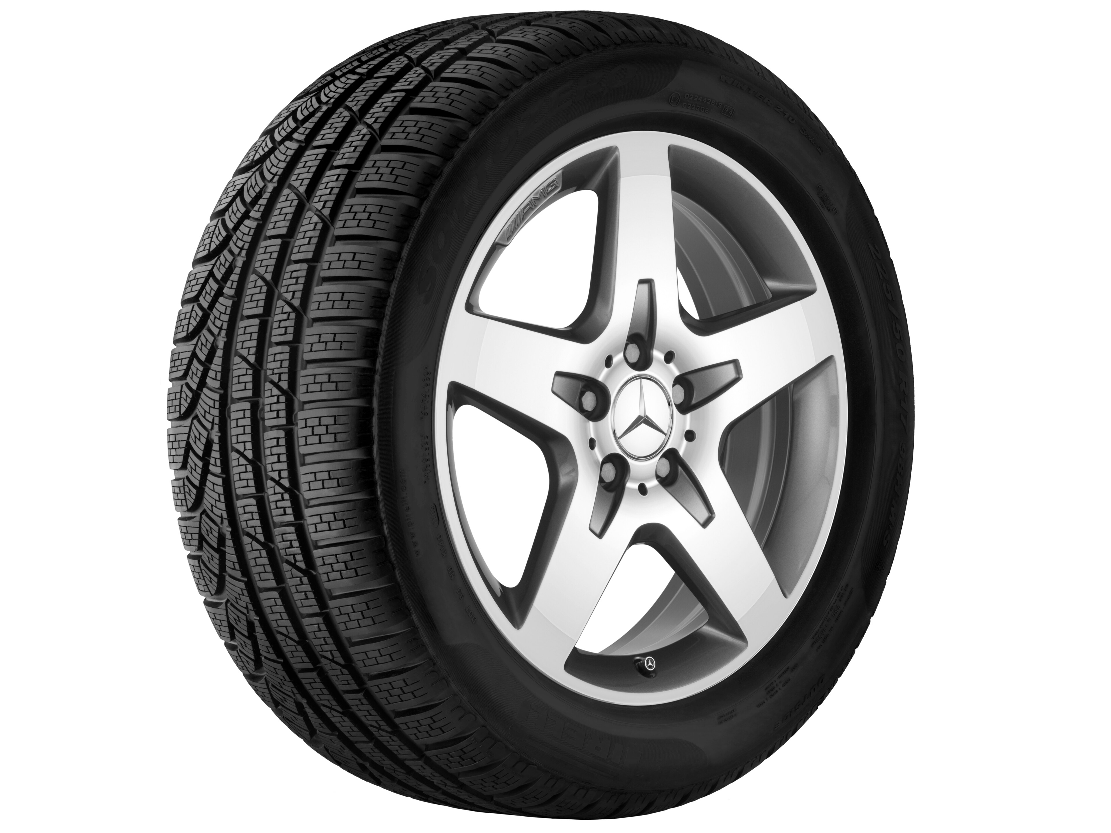 Vijfspaaks AMG-wiel, 45,7 cm (18 inch) - 7 J x 18 ET 46, titaniumgrijs, glanzend gepolijst