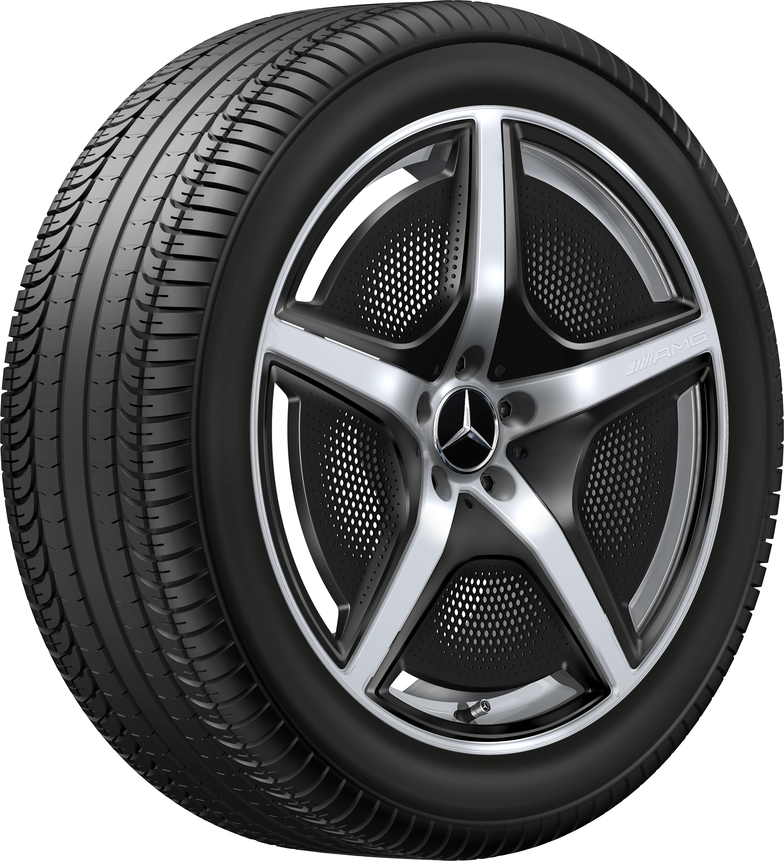 Vijfspaaks AMG-wiel, 50,8 cm (20 inch) - 10 J x 20 ET 66, Vanadiumzilver, hoogglanzend