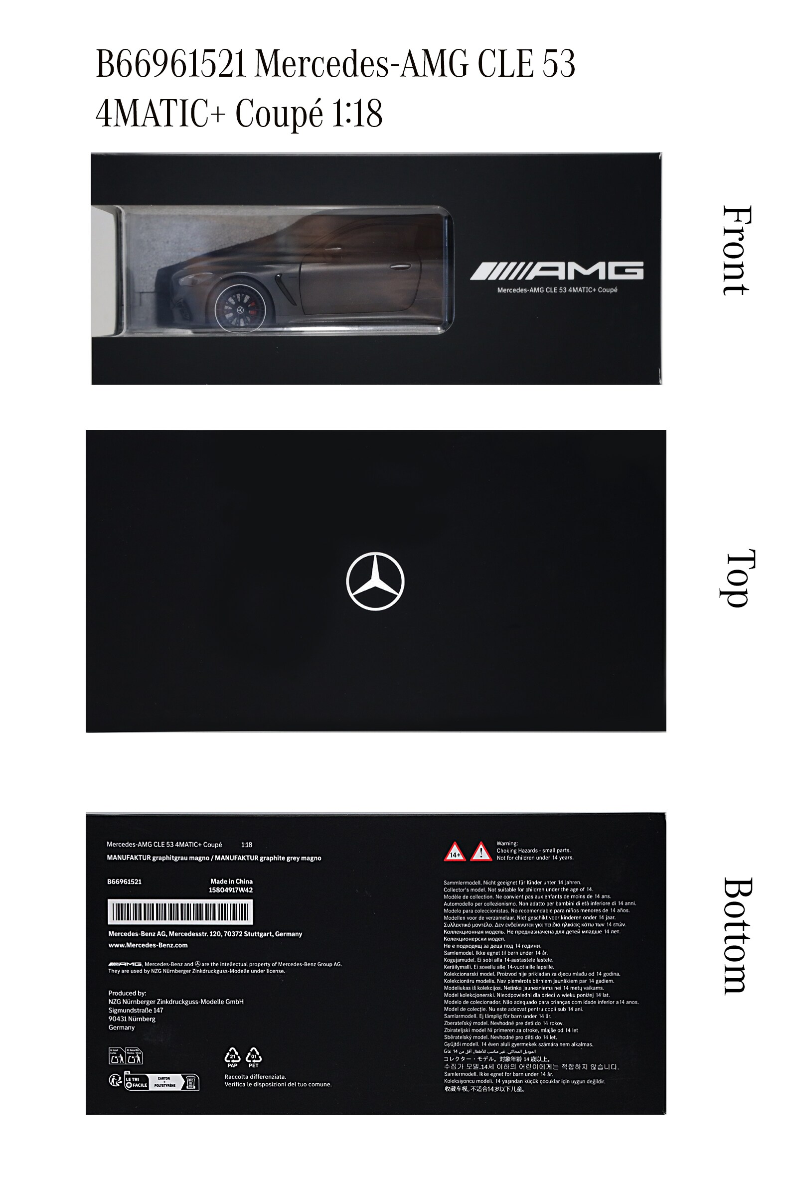 Mercedes-AMG CLE 53, Coupé, 4MATIC+, C236 - MANUFAKTUR grafietgrijs magno, NZG, 1:18