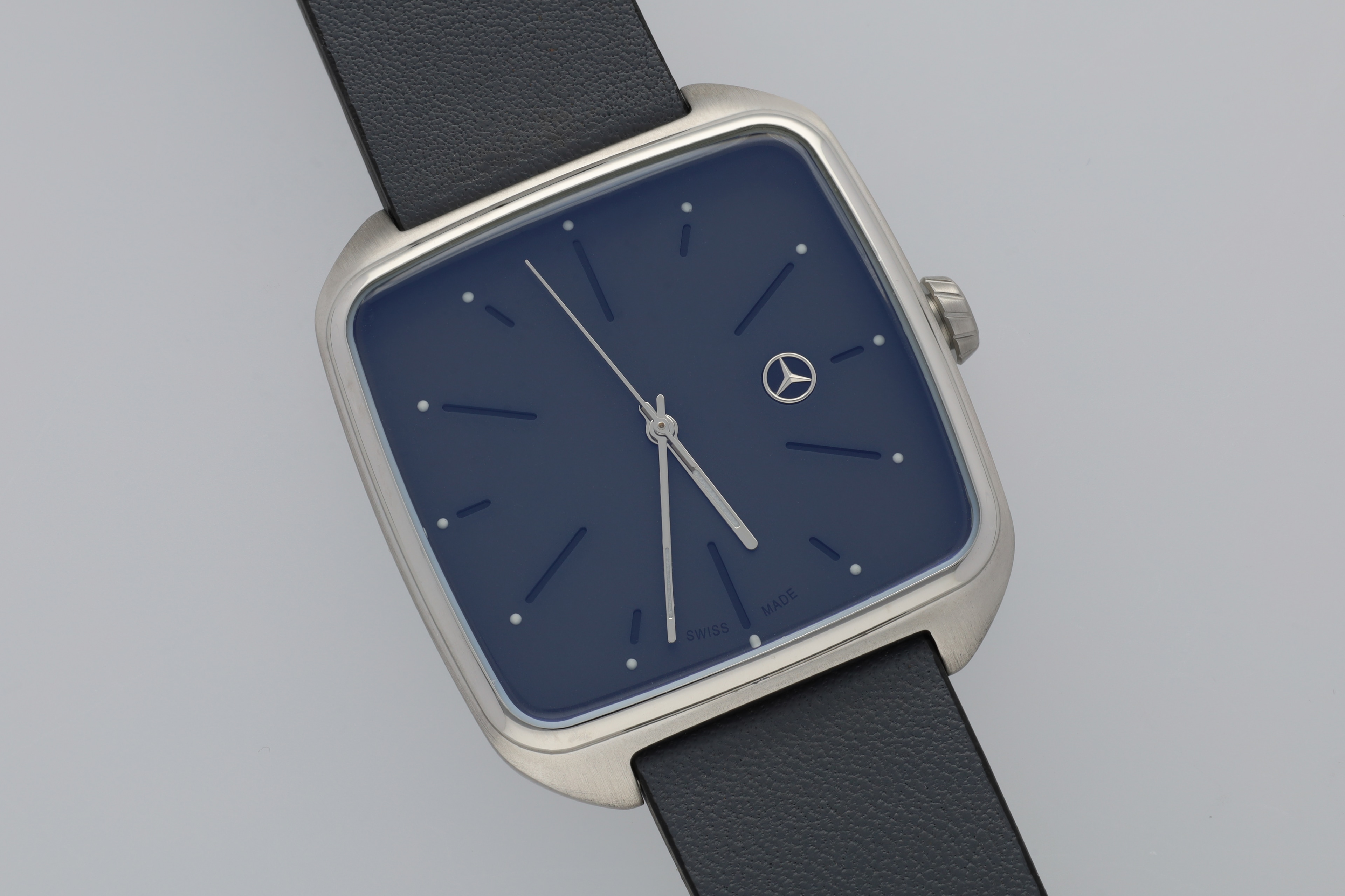Horloge heren, Modern - antraciet / zilverkleurig / zwart, edelstaal / Kalfsleder