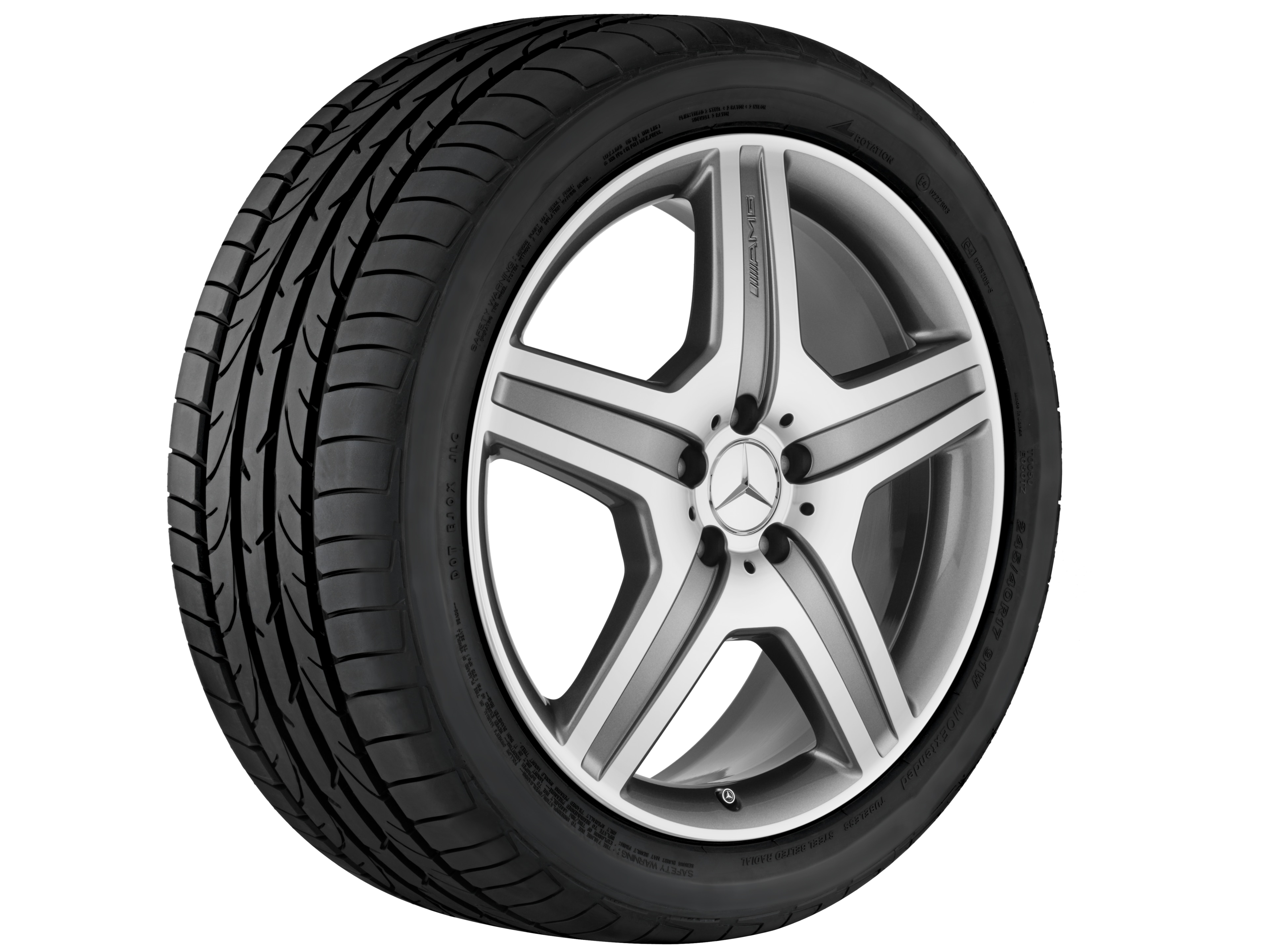 Vijfspaaks AMG-wiel, 50,8 cm (20 inch) - 8,5 J x 20 ET 52, titaniumgrijs, glanzend gepolijst