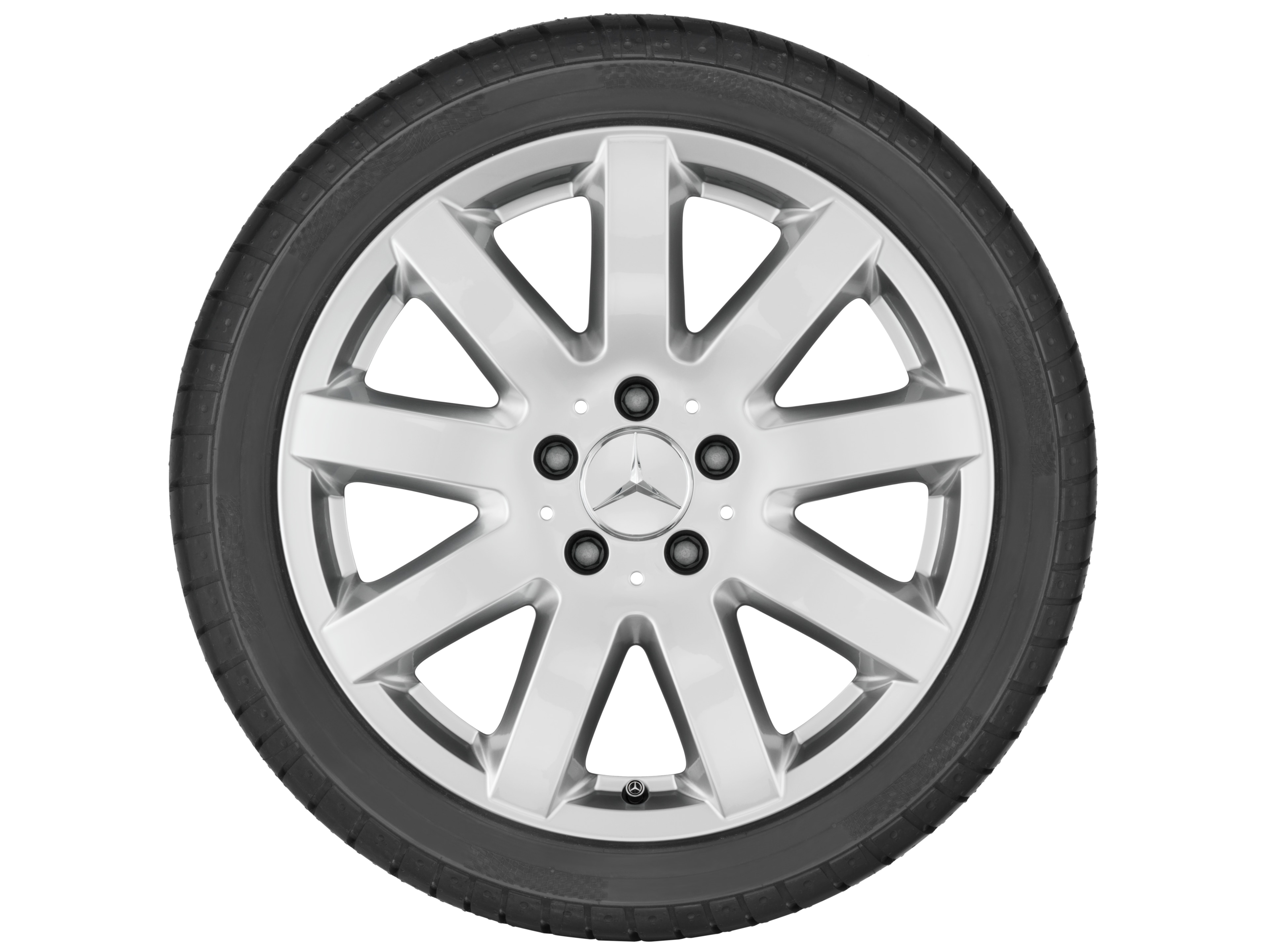 9-spaaks wiel, Tarazed, 43,2 cm (17 inch) - 8 J x 17 ET 37, sterlingzilver