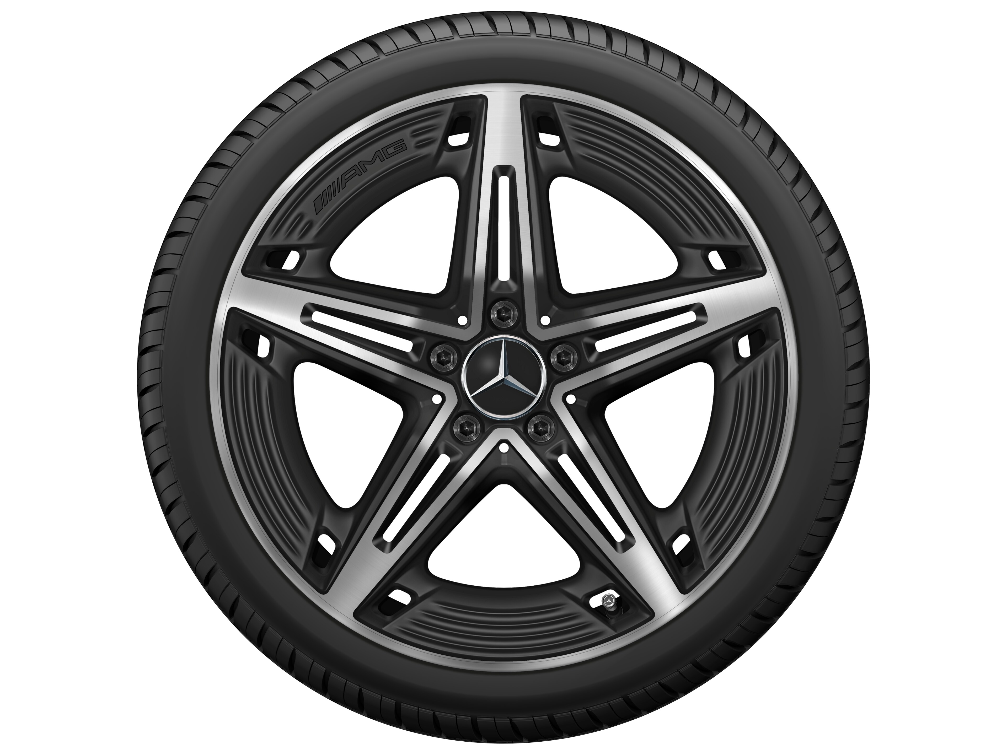Vijfspaaks AMG-wiel, 48,3 cm (19 inch) - 8,5 J x 19 ET 46, Matzwart, glanzend gepolijst