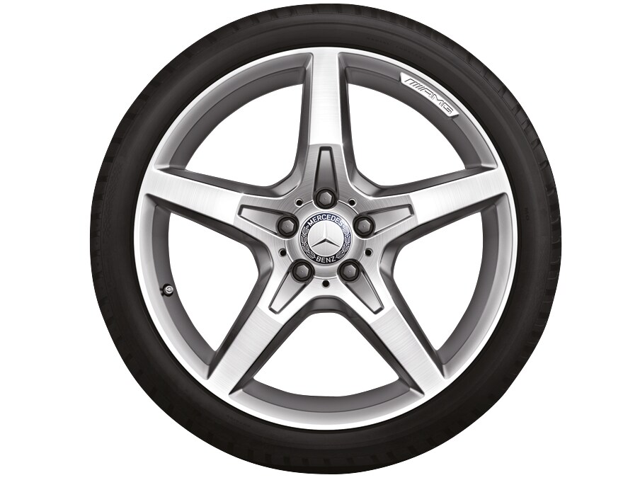 Vijfspaaks AMG-wiel, 48,3 cm (19 inch) - 8,5 J x 19 ET 35,5, zilverkleurig, glanzend gepolijst