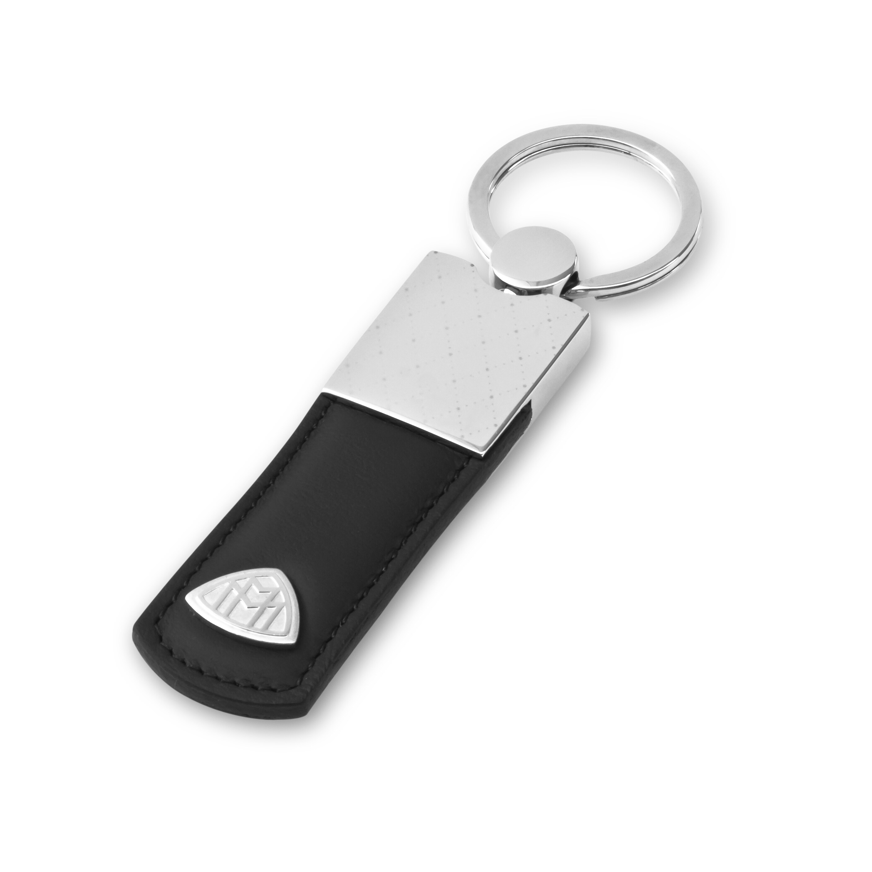 Sleutelhanger, Mercedes-Maybach, zwart - zwart / zilverkleurig, Leder / edelstaal