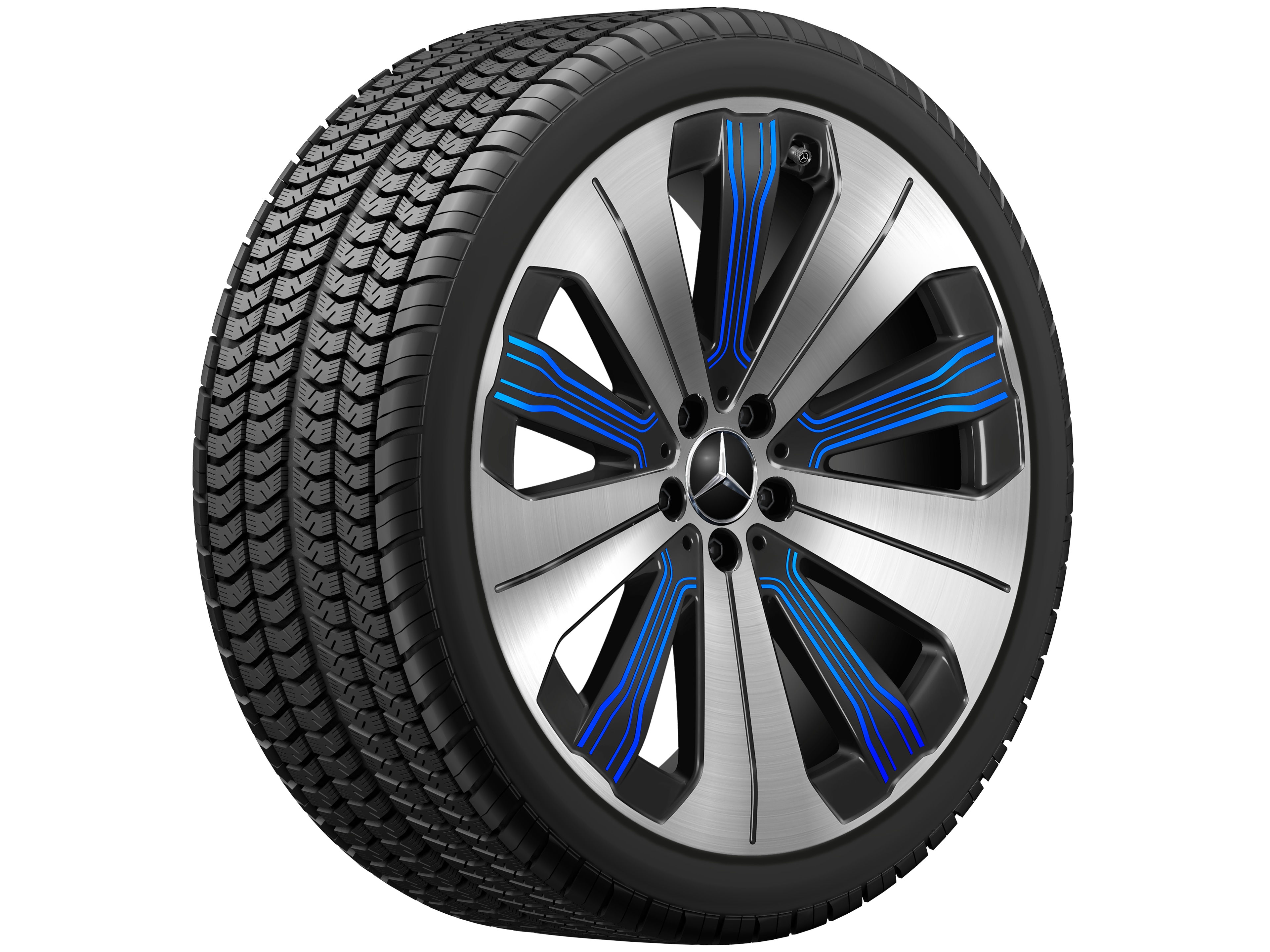 10-spaaks wiel, Aero, 53,3 cm (21 inch), glanzend gepolijst - 9,5 J x 21 ET 41,5, zwart / blauw, glanzend gepolijst