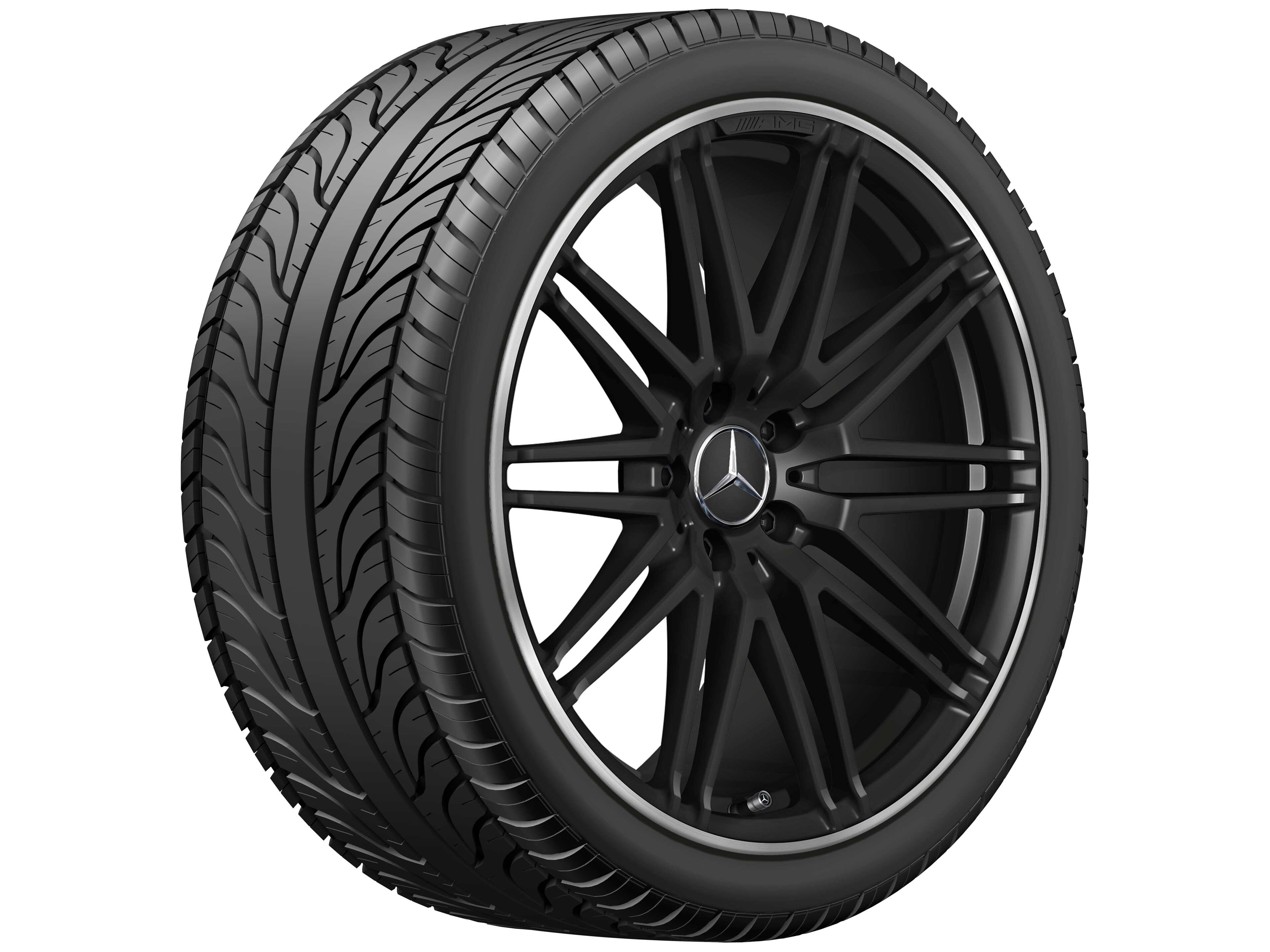 Gesmede AMG-velg in 10-spaaks design, 50,8 cm (20 inch), Velgrand glanzend - 11 J x 20 ET 68, Matzwart, wielrand glanzend