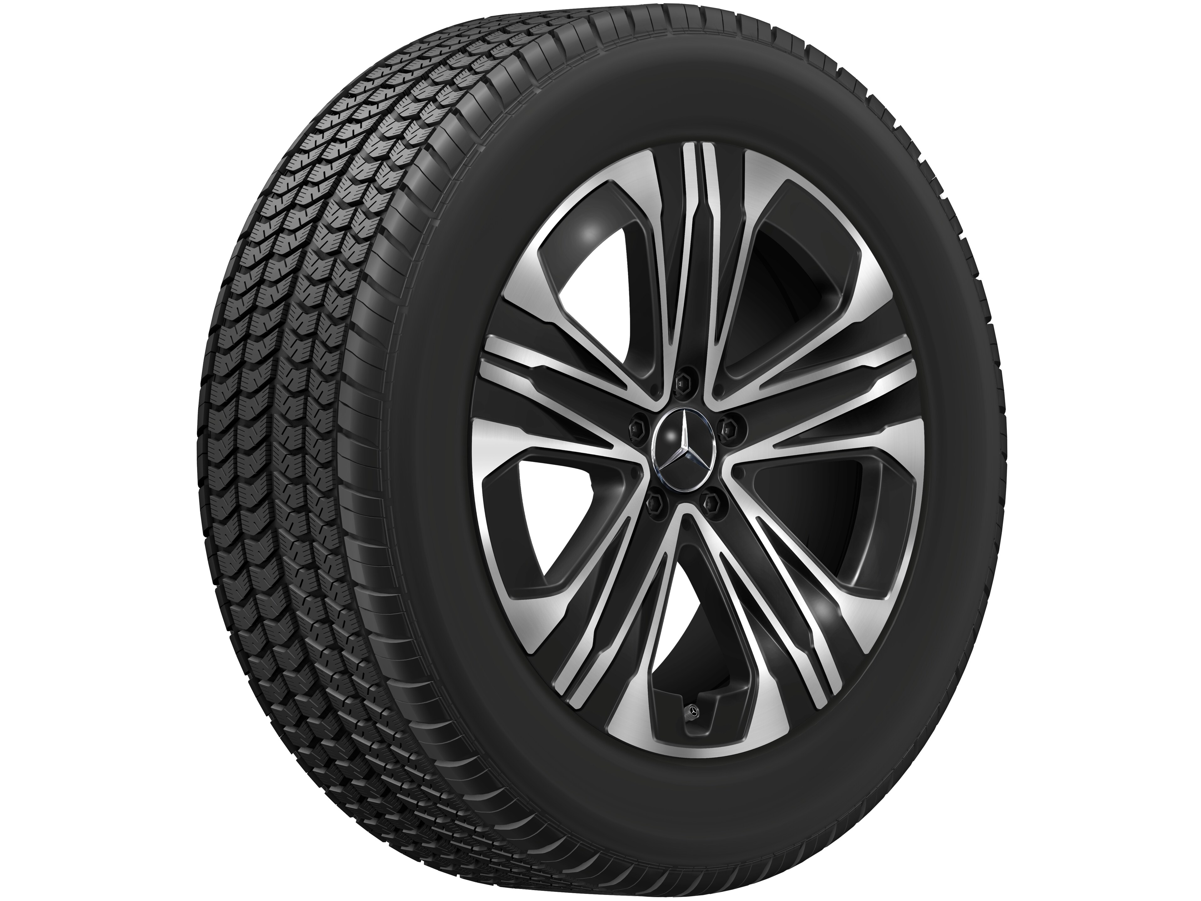 Vijf-dubbelspaaks velg, 48,3 cm (19 inch) - 7,5 J x 19 ET 47, zwart, glanzend gepolijst