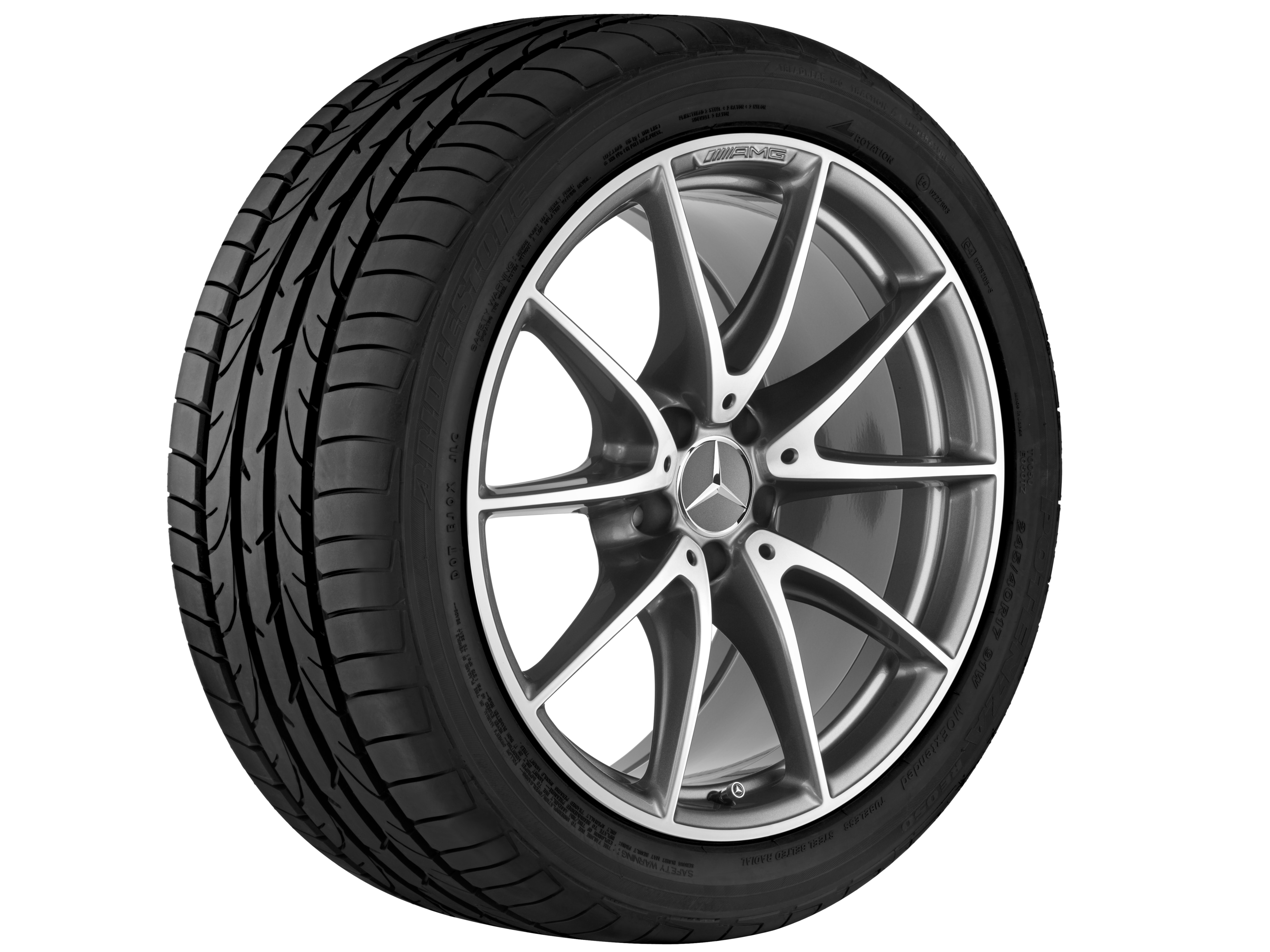 Tienspaaks AMG-wiel, 48,3 cm (19 inch) - 10 J x 19 ET 55, titaniumgrijs, glanzend gepolijst