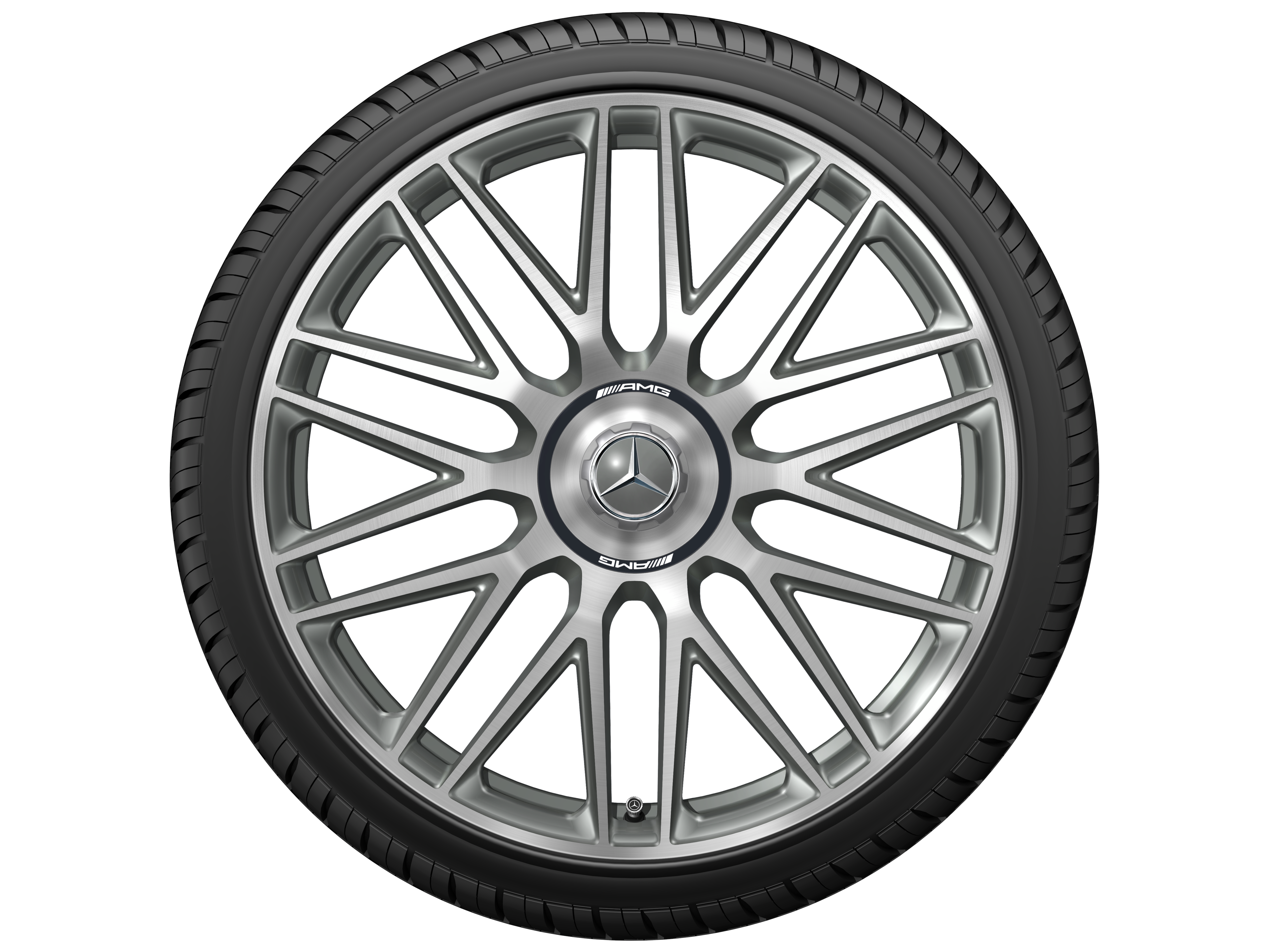 Tien-dubbelspaaks gesmede AMG-velg, 53,3 cm (21 inch) - 10,5 J x 21 ET 42, titaniumgrijs, glanzend gepolijst