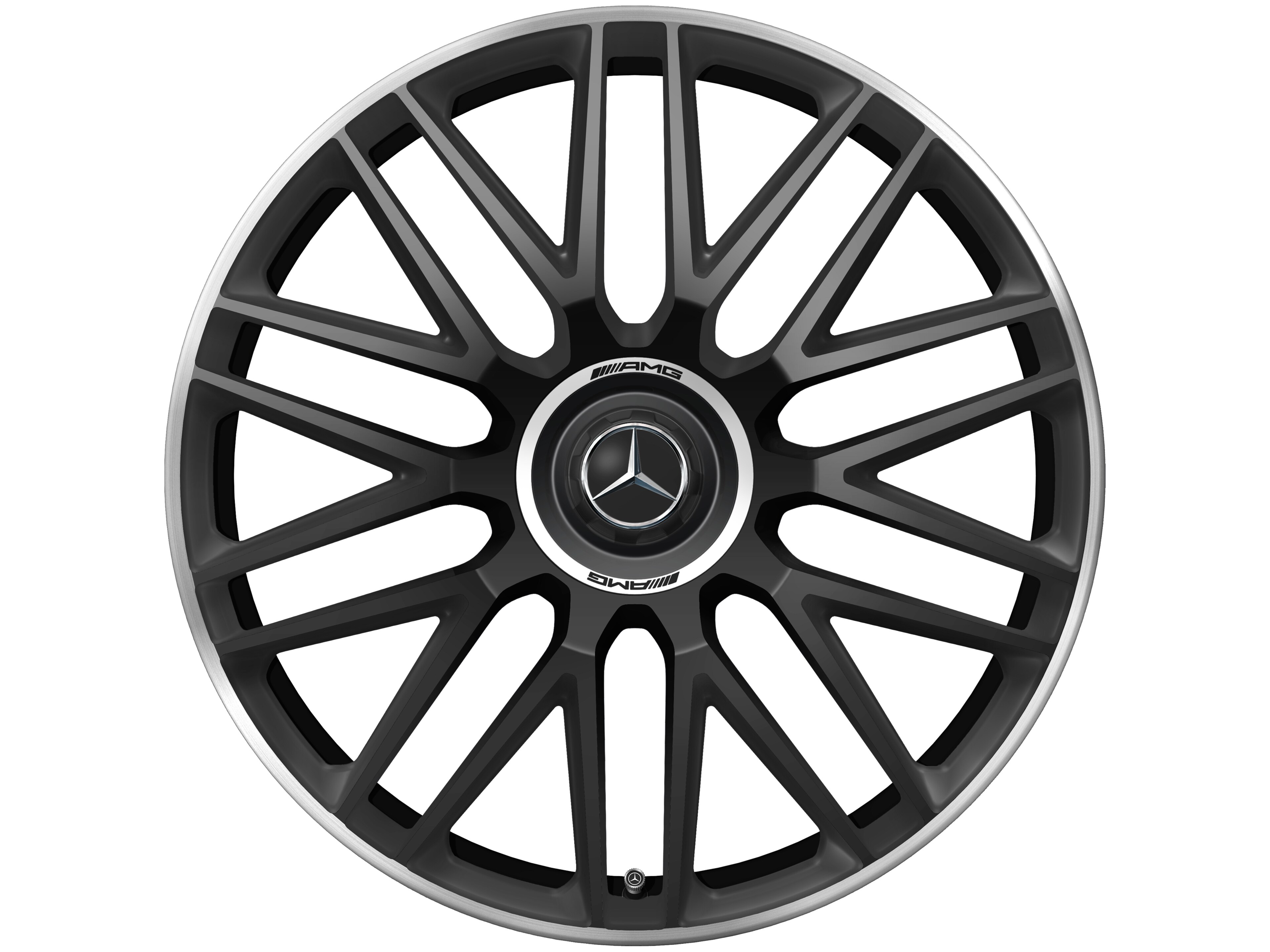 Tien-dubbelspaaks gesmede AMG-velg, 53,3 cm (21 inch), Velgrand glanzend - 10,5 J x 21 ET 42, Matzwart, wielrand glanzend