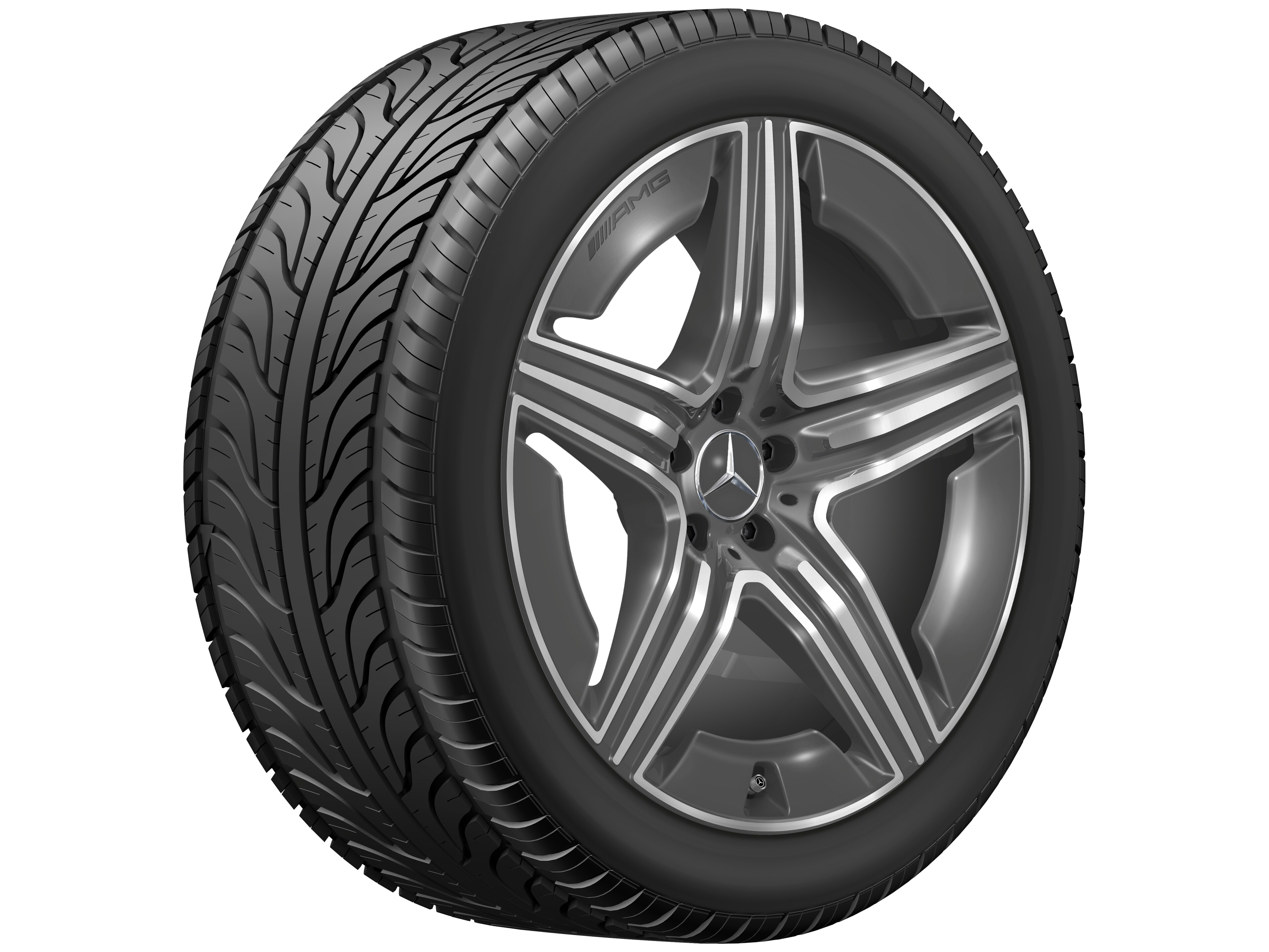 Vijf-dubbelspaaks AMG-wiel, 53,3 cm (21 inch) - 11 J x 21 ET 49, tantaalgrijs, glanzend gepolijst