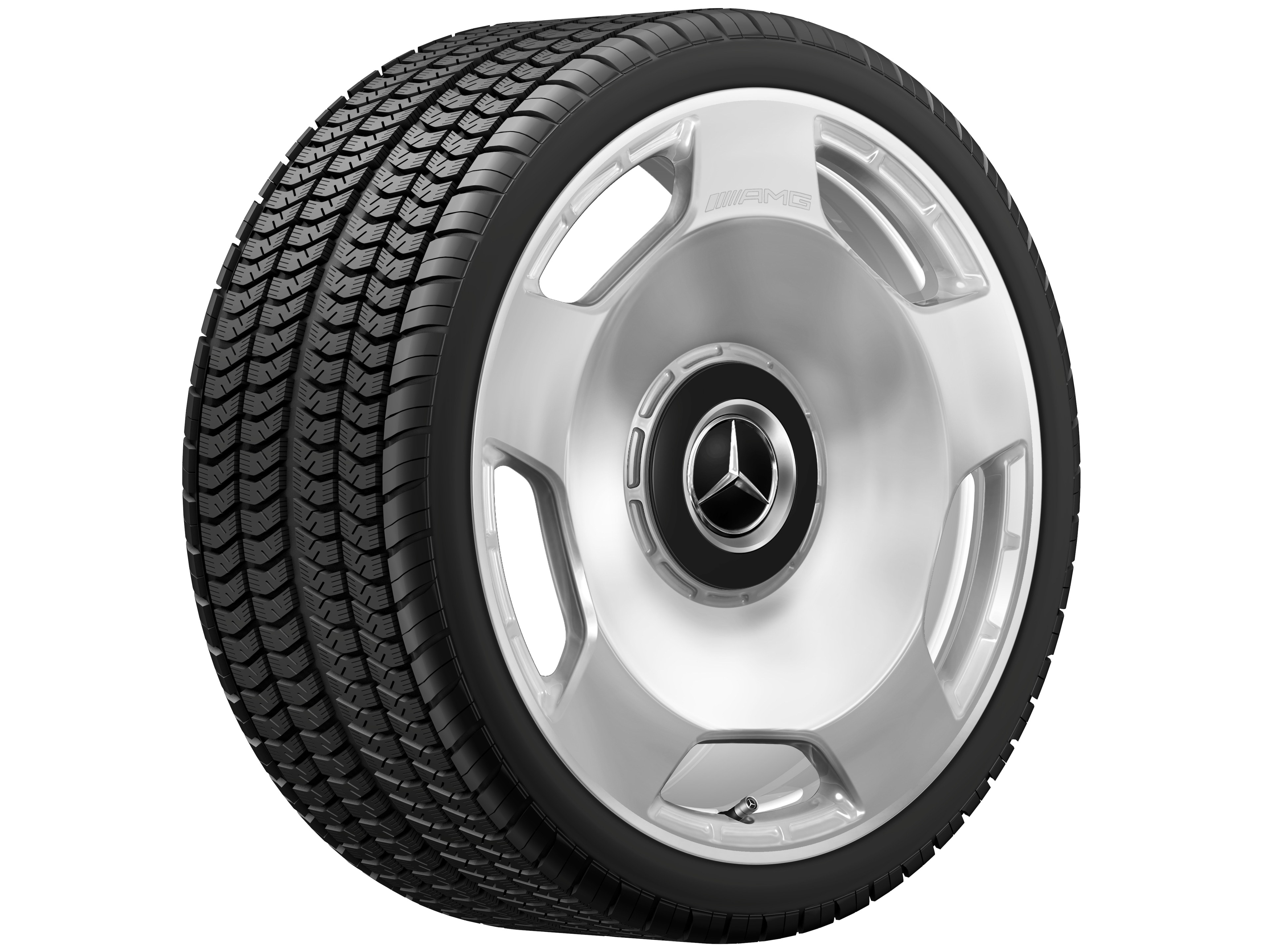Gesmede AMG-velg in vijfgaats design, 53,3 cm (21 inch) - 10 J x 21 ET 30, zilverkleurig, hoogglanzend gepolijst