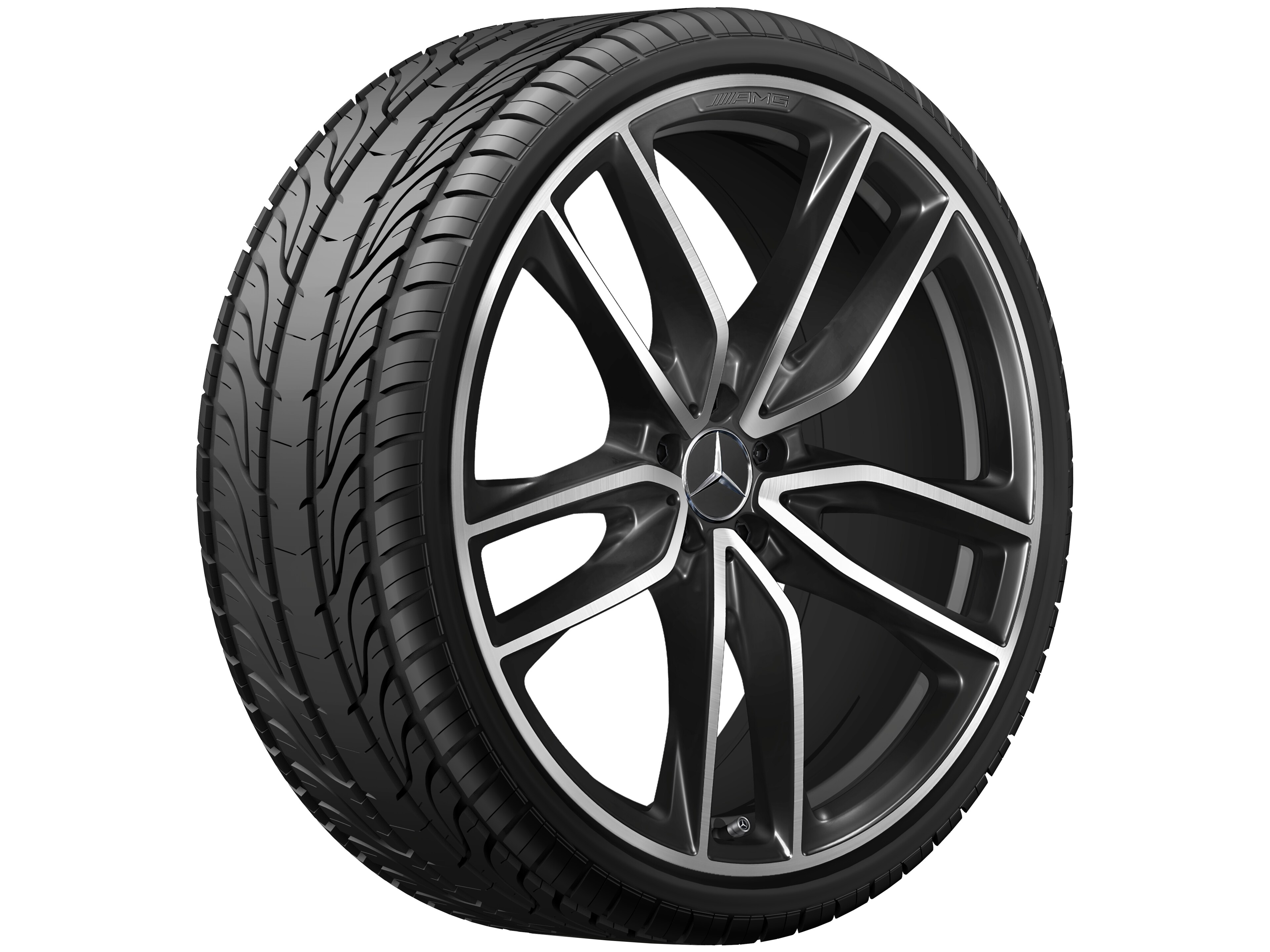 Vijf-dubbelspaaks AMG-wiel, 58,4 cm (23 inch) - 11,5 J x 23 ET 47, zwart, glanzend gepolijst