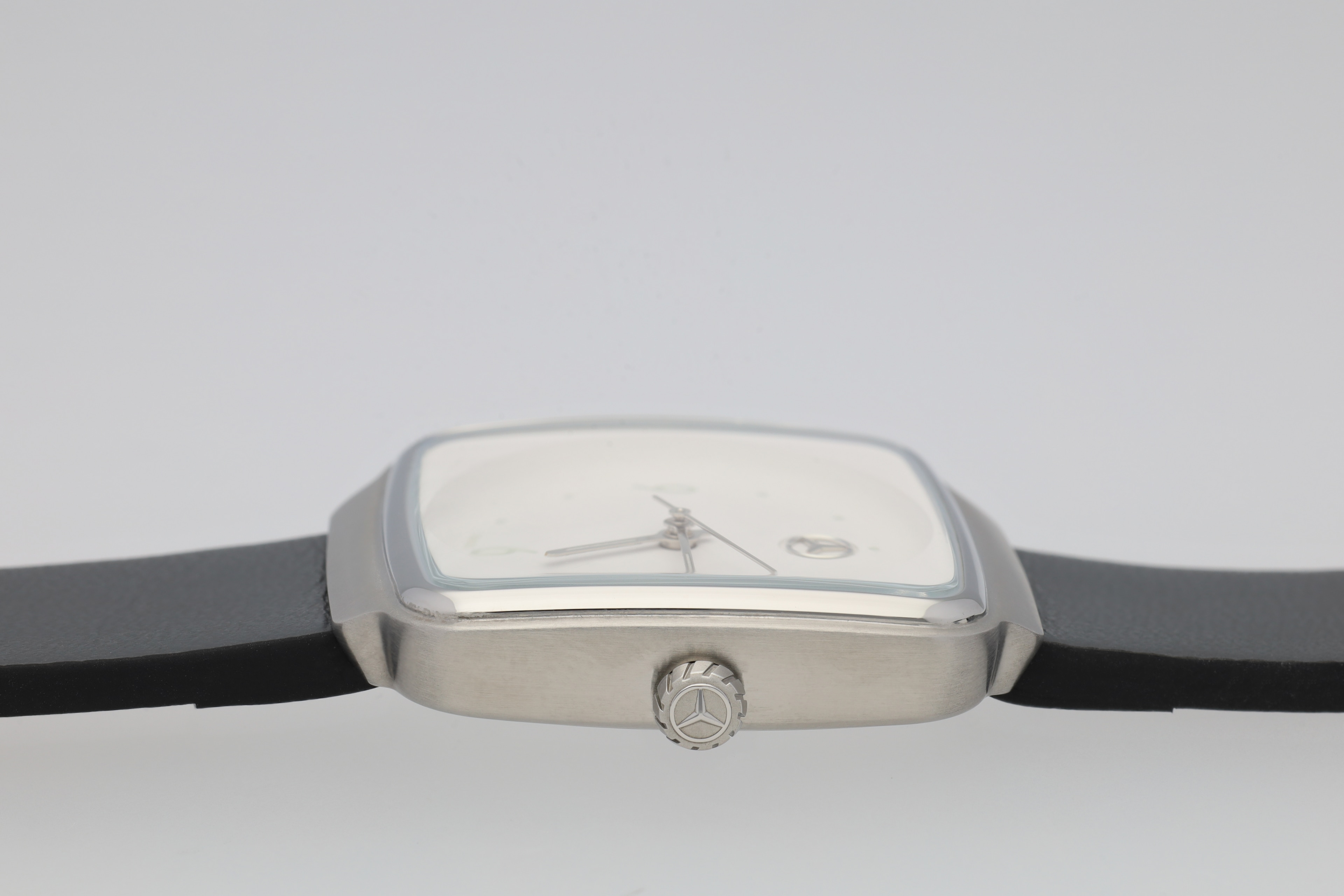 Horloge dames, Modern - wit / antraciet / zwart, edelstaal / Kalfsleder