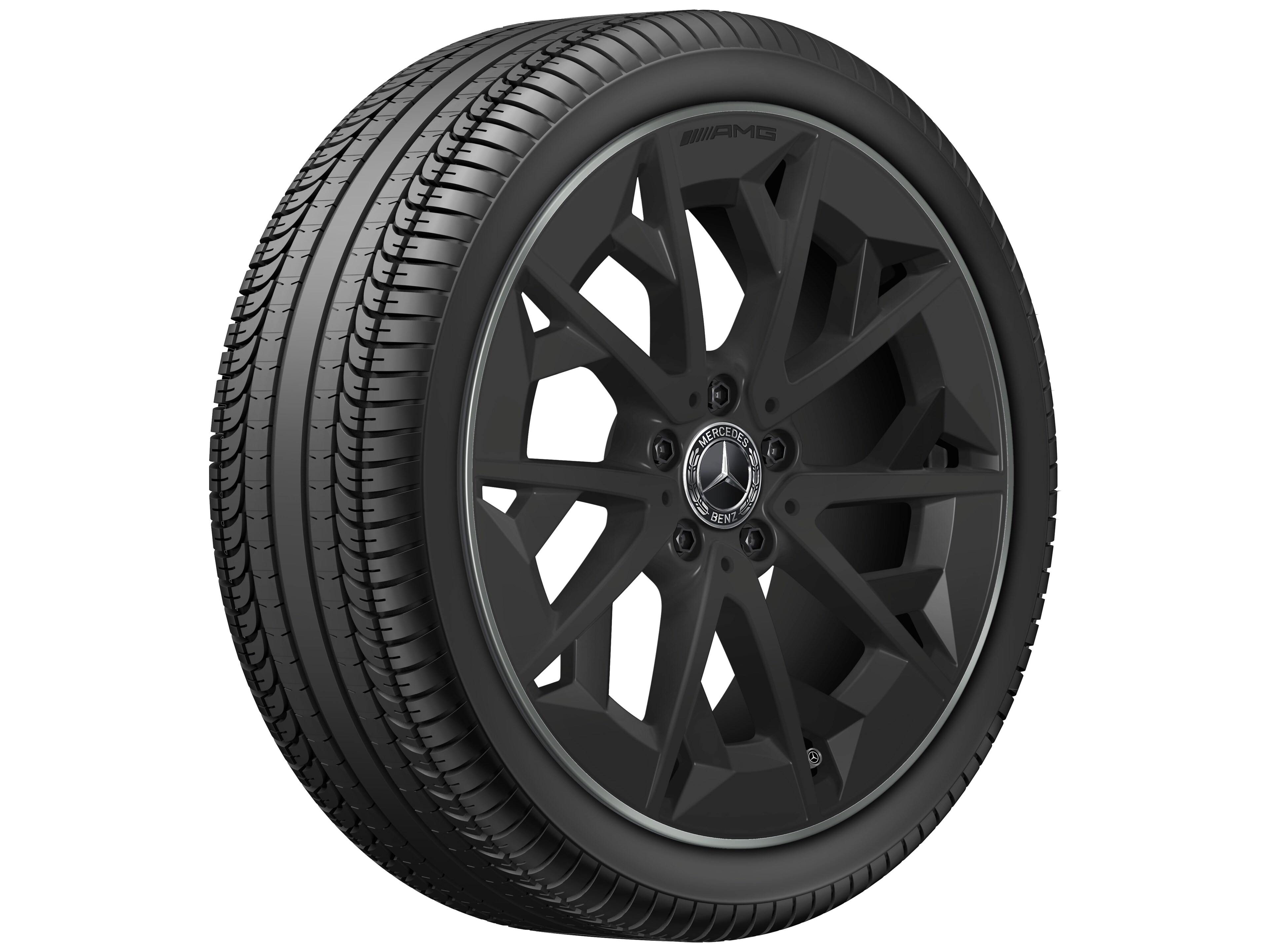 Lichtmetalen AMG-velg, In kruisspaak-design, 48,3 cm (19 inch) - 7,5 J x 19 ET 48,4, Matzwart / techgoud mat