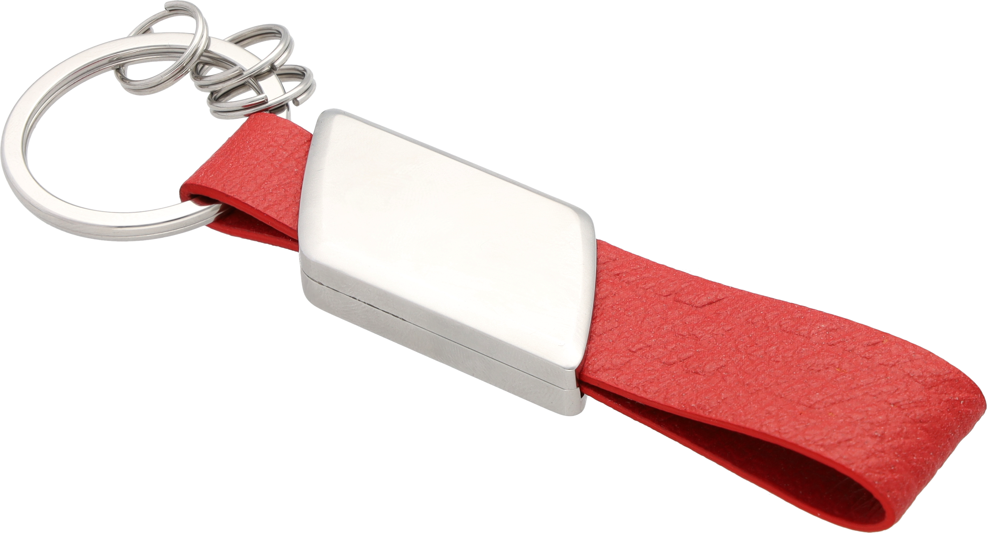 AMG-sleutelhanger - rood / zilverkleurig, edelstaal / Appelleder (vegan)