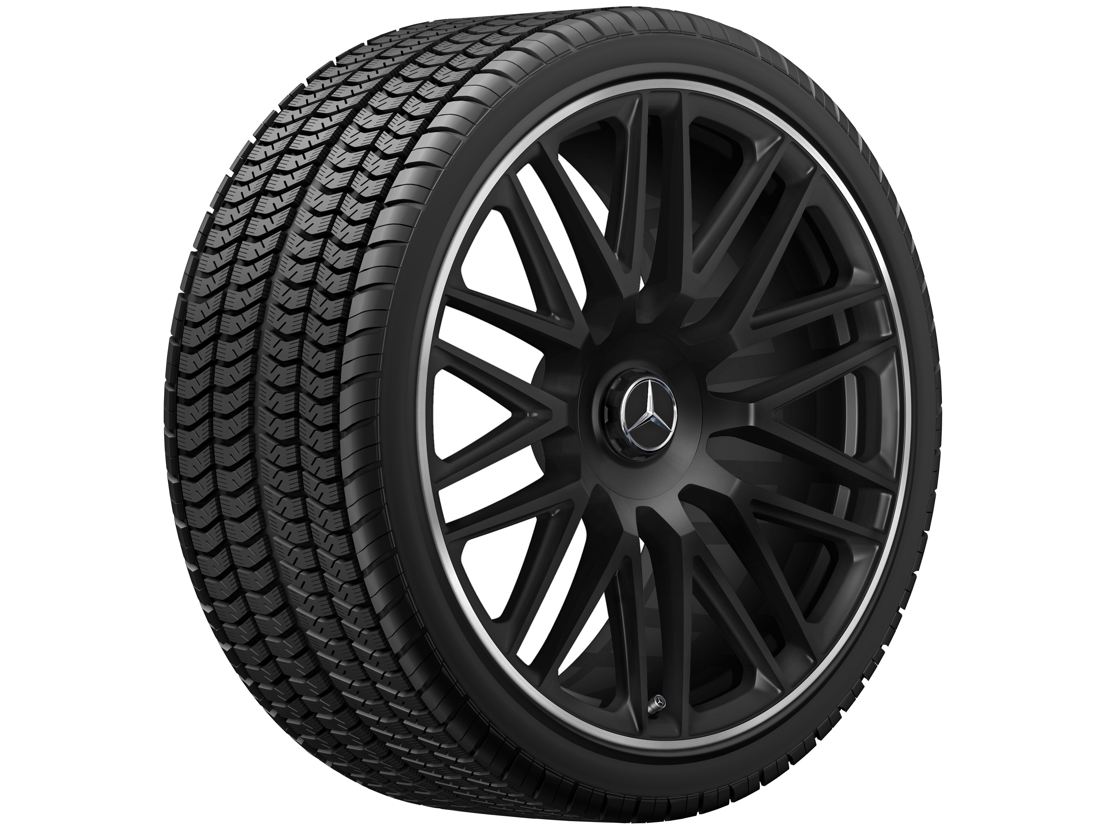 Tienspaaks gesmede AMG-velg, 53,3 cm (21 inch) - 10,5 J x 21 ET 50, Matzwart, wielrand glanzend