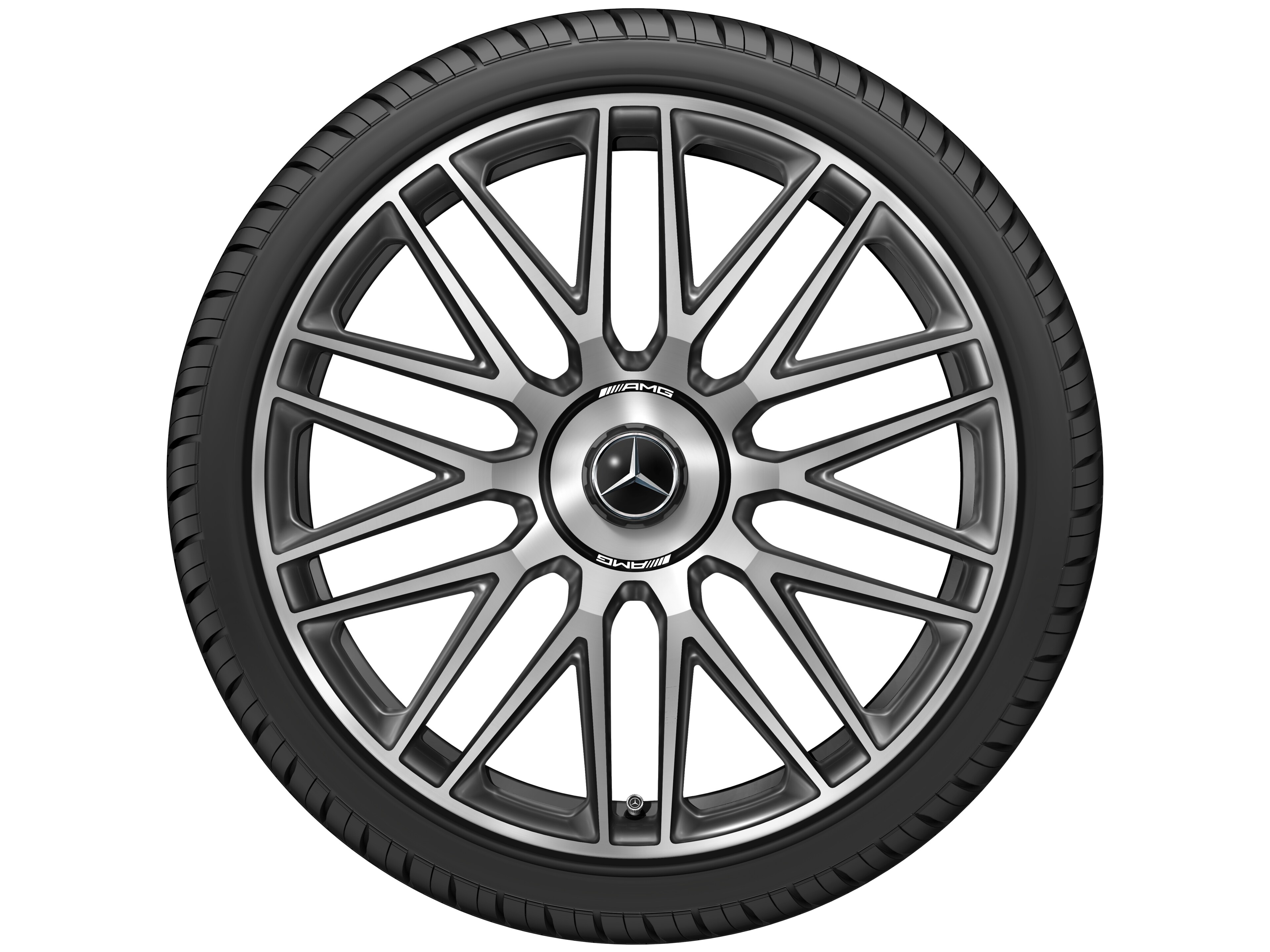 Tienspaaks gesmede AMG-velg, 53,3 cm (21 inch) - 9,5 J x 21 ET 33, zwart / dark platin gloss
