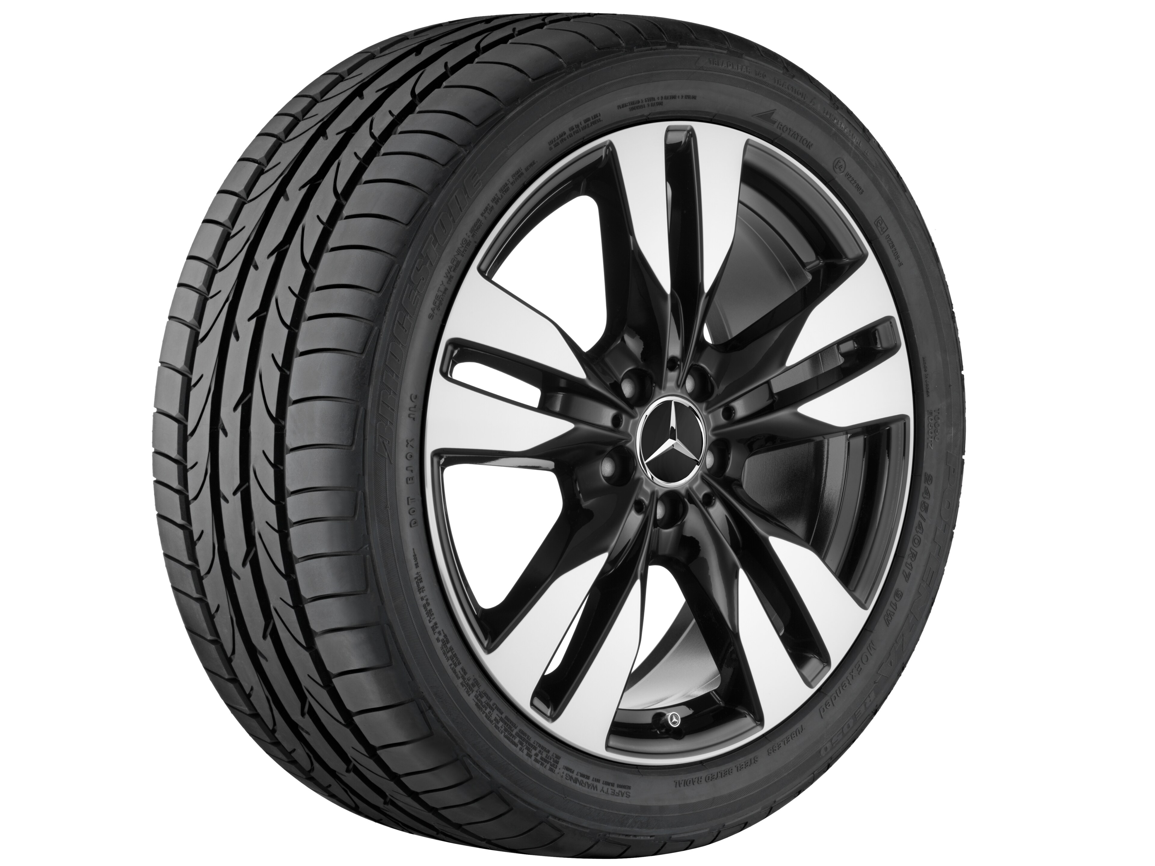 Vijf-dubbelspaaks wiel, 48,3 cm (19 inch) - 8 J x 19 ET 56,5, zwart, glanzend gepolijst